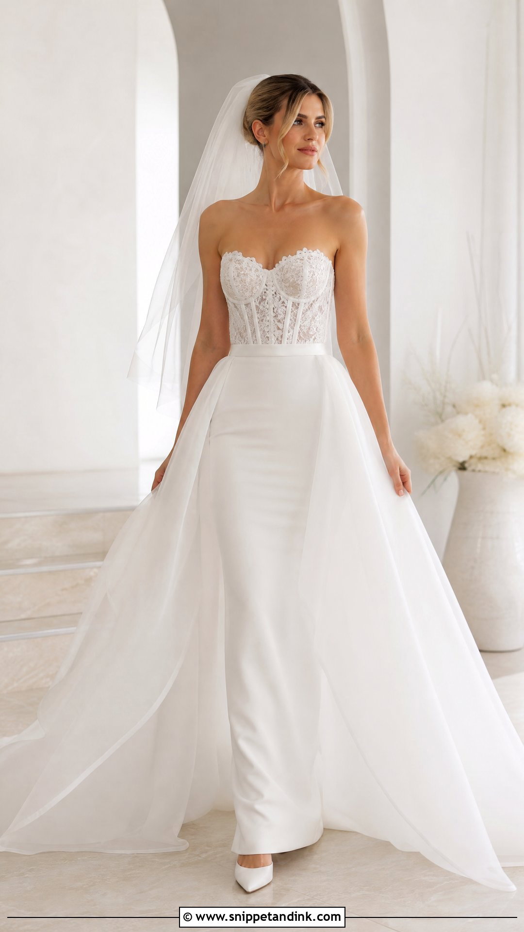 Two Piece Wedding Gown With Convertible Skirt - Snippet and Ink - 25 Two Way Wedding Gown Ideas
