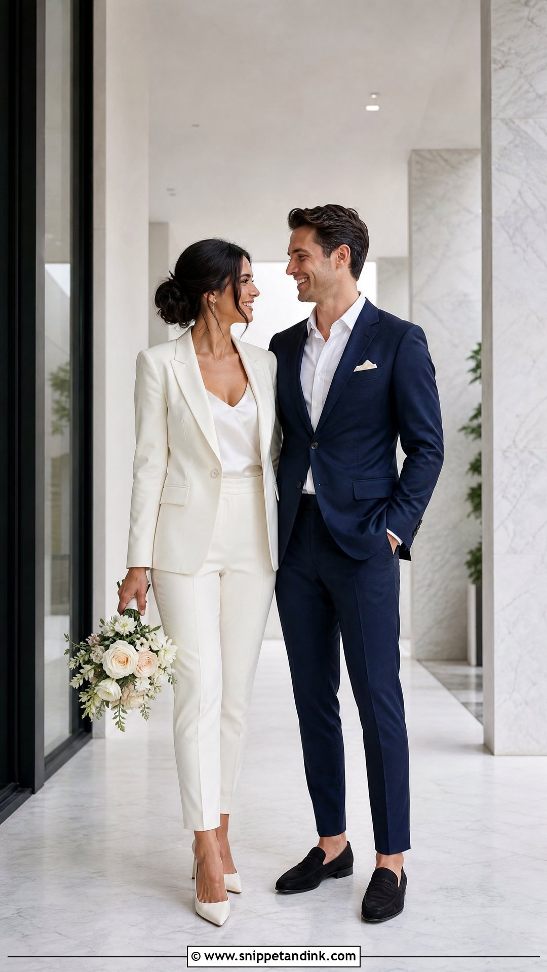 Two Suit Wedding Couple Outfit - Snippet and Ink - 25 Wedding Outfits for Couples