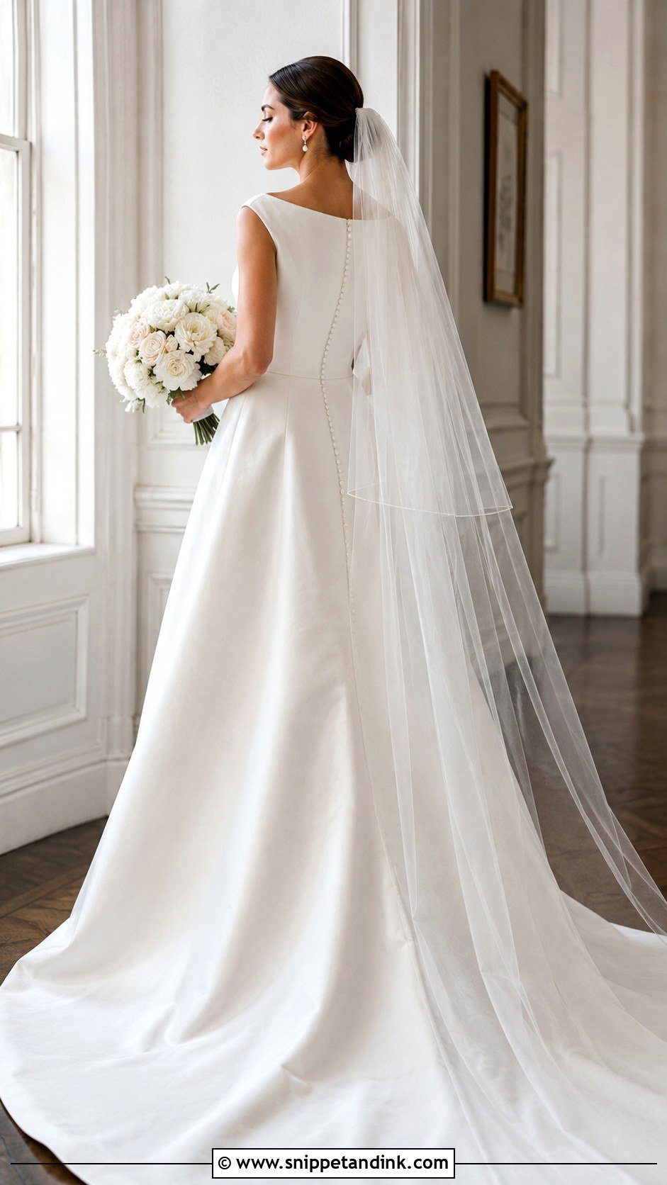 Two Tier Veil With Classic Wedding Dress - Snippet and Ink - 20 Long Veils