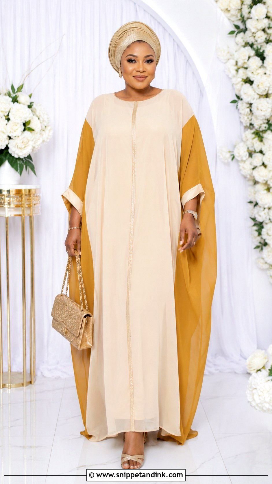 Two Tone Chiffon Bubu Gown With Matching Bag - Snippet and Ink - 25 Bubu Gown Styles Chiffon