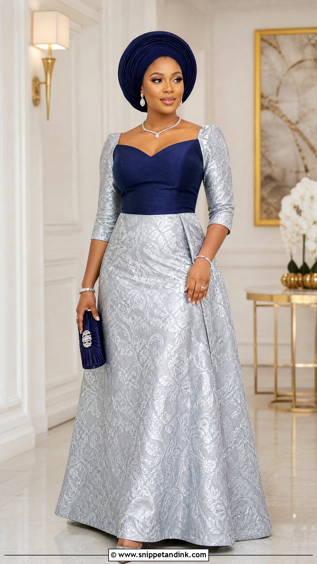 Two Tone Damask Gown - Snippet and Ink - 20 Simple Damask Gown Style Ideas