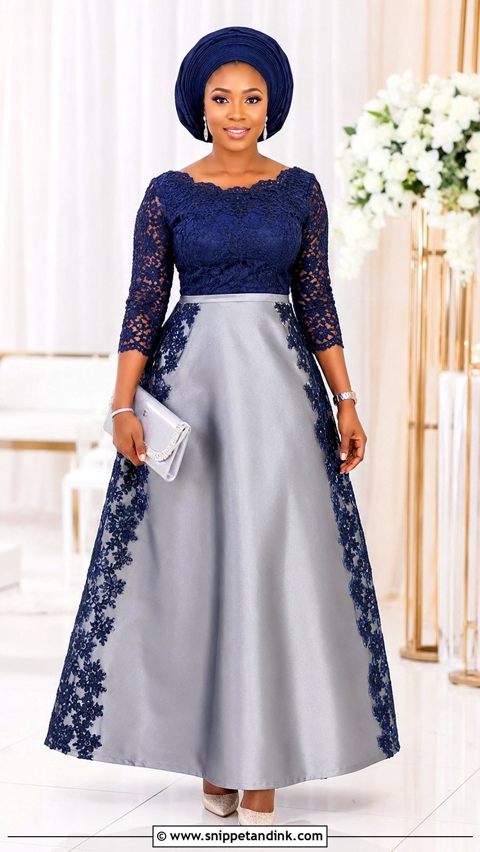 Two Tone Dry Lace Gown - Snippet and Ink - 20 Dry Lace Gown Styles