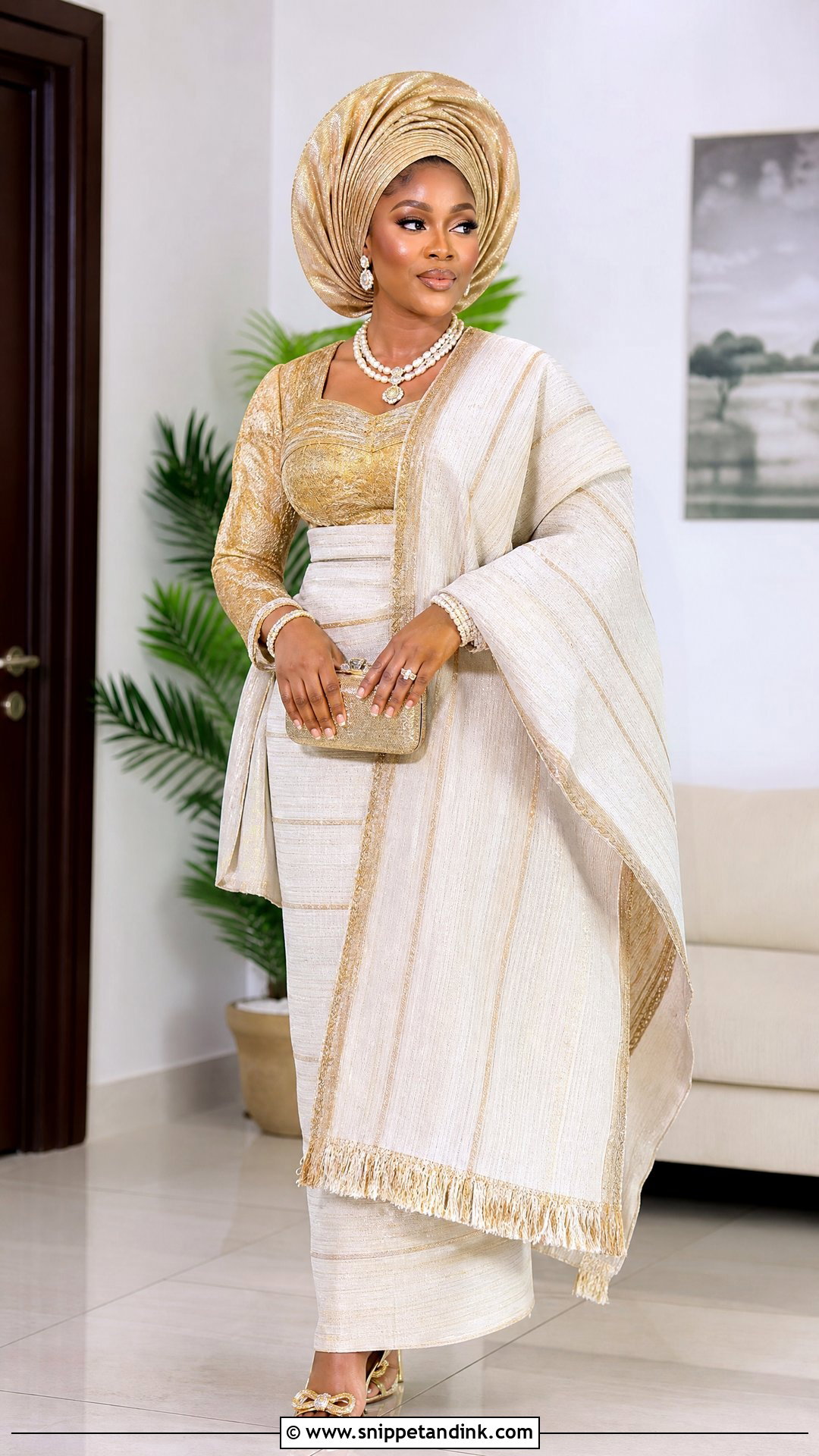 Two Tone Yoruba Bridal Attire - Snippet and Ink - 25 Yoruba Bride Traditional Attire Ideas