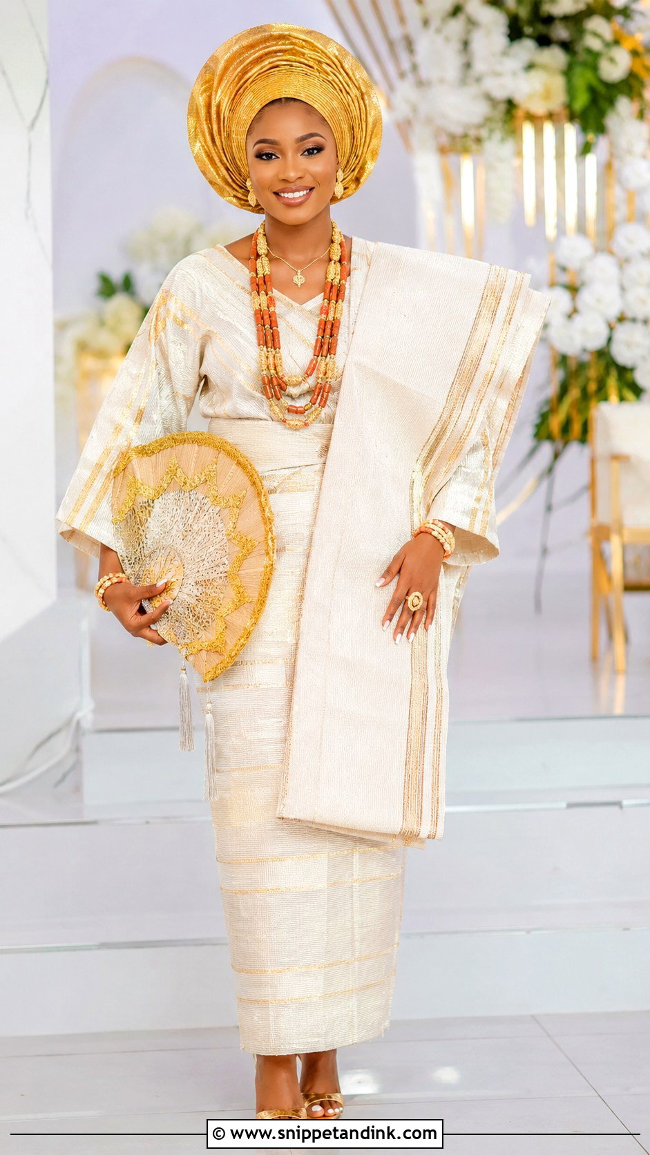 Two Tone Yoruba Bride Attire - Snippet and Ink - 25 Yoruba Traditional Wedding Attire for Bride Ideas