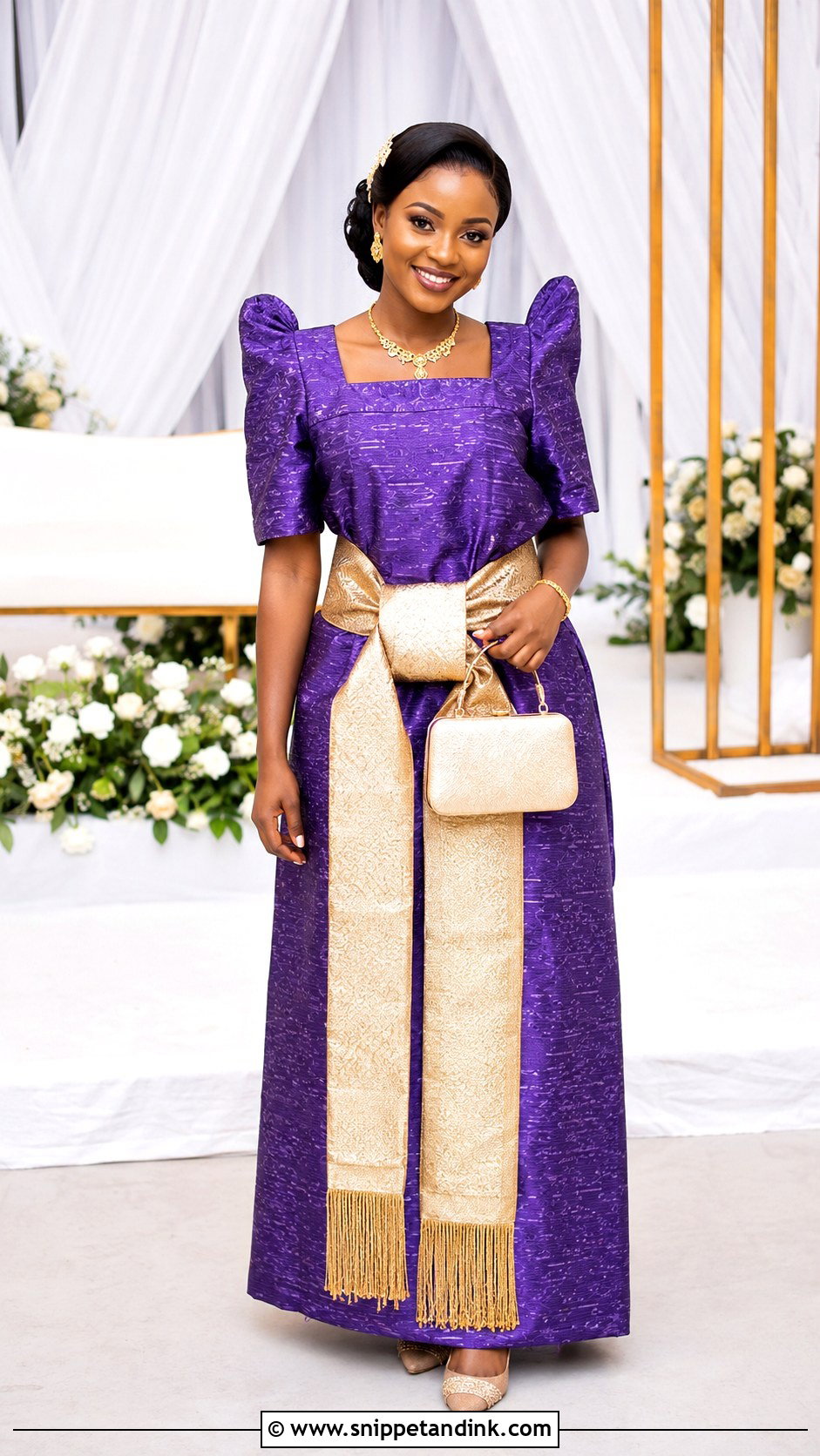 Ugandan Gomesi Wedding Outfit - Snippet and Ink - 20 Traditional African Wedding Outfits