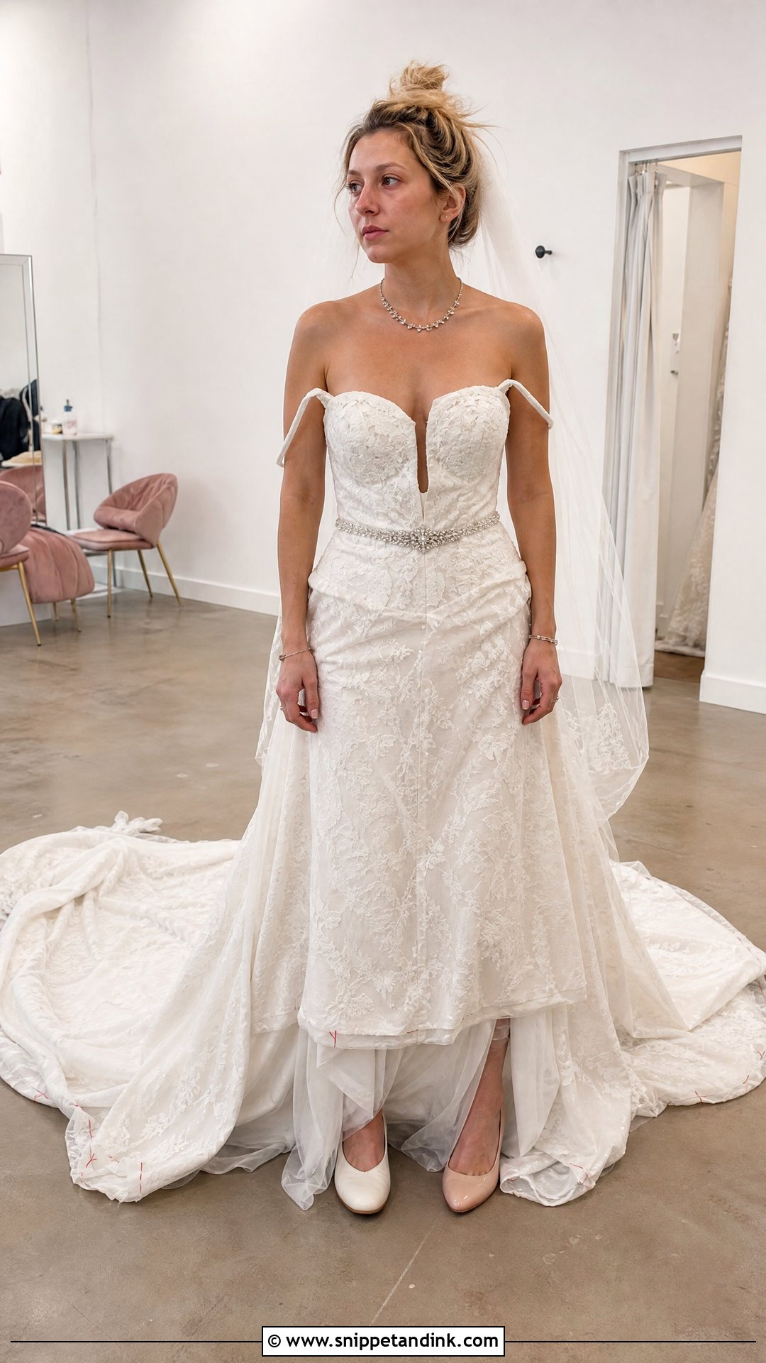 Unaltered Wedding Dress With Random Accessories - Snippet and Ink - 20 Horrible Wedding Dress Ideas