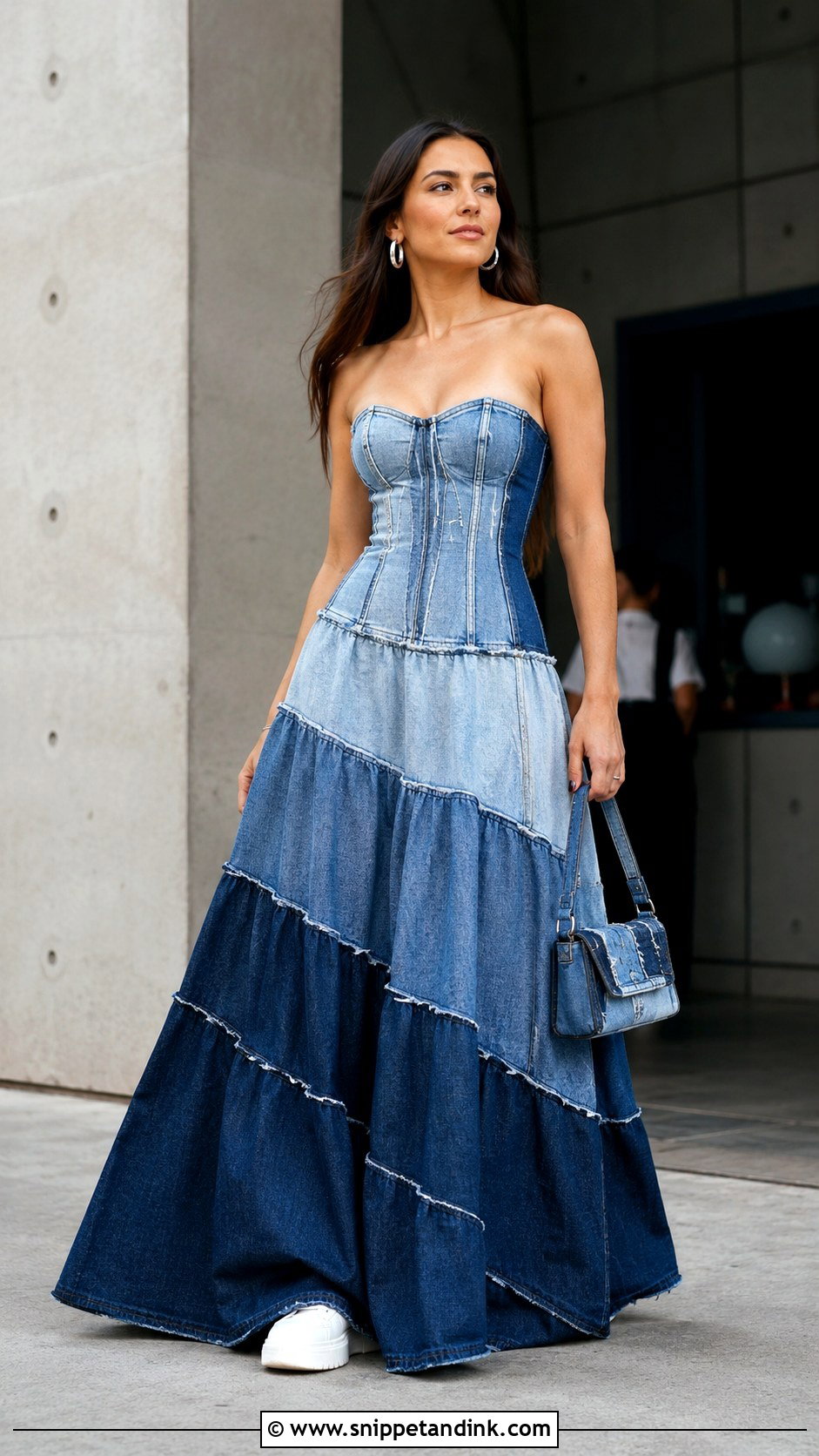 Upcycled Denim Patchwork Gown - Snippet and Ink - 20 Eco Friendly Recycled Gown Ideas