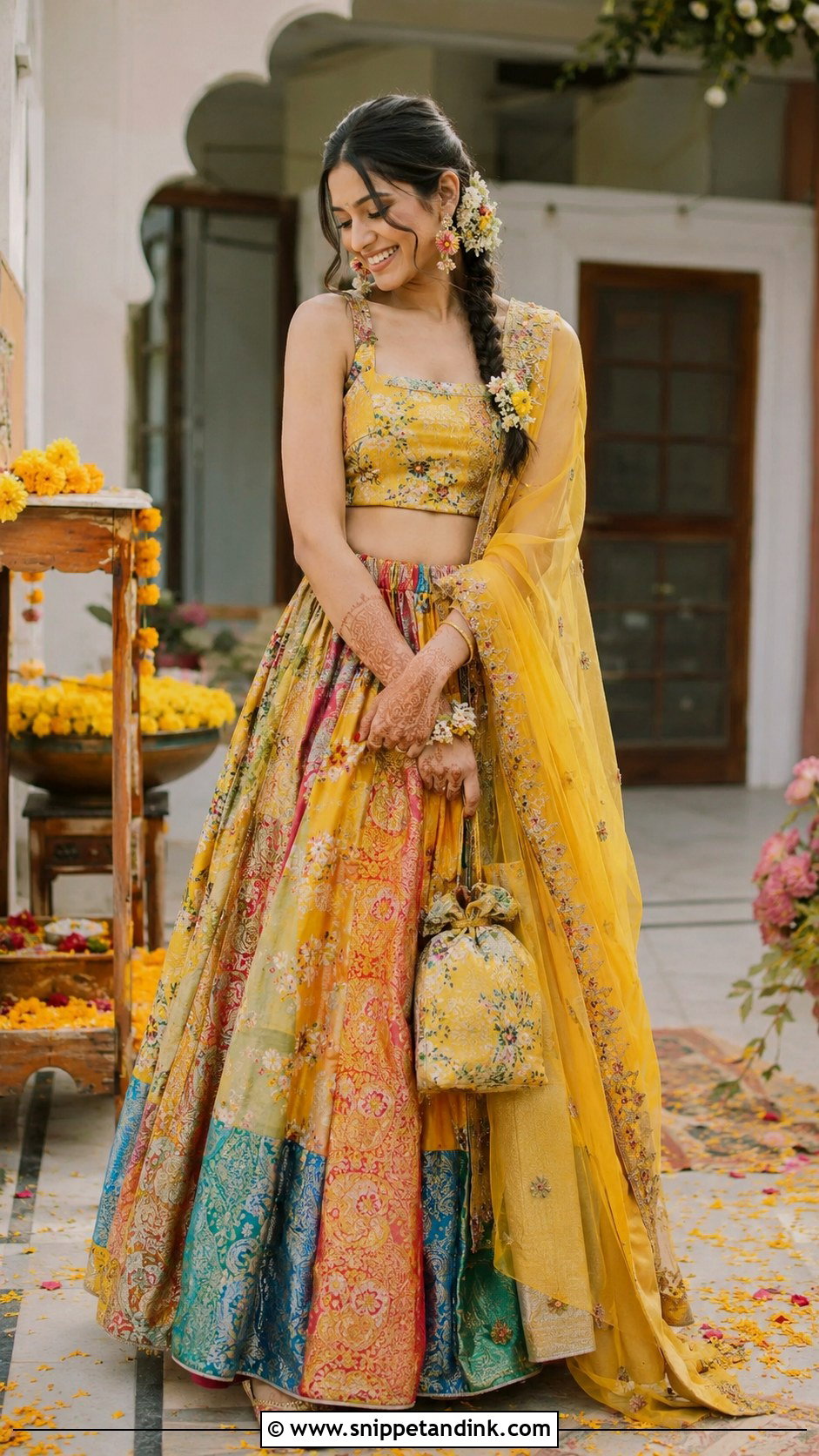 Upcycled Saree Haldi Outfit - Snippet and Ink - 20 Haldi Outfit From Scratch Ideas