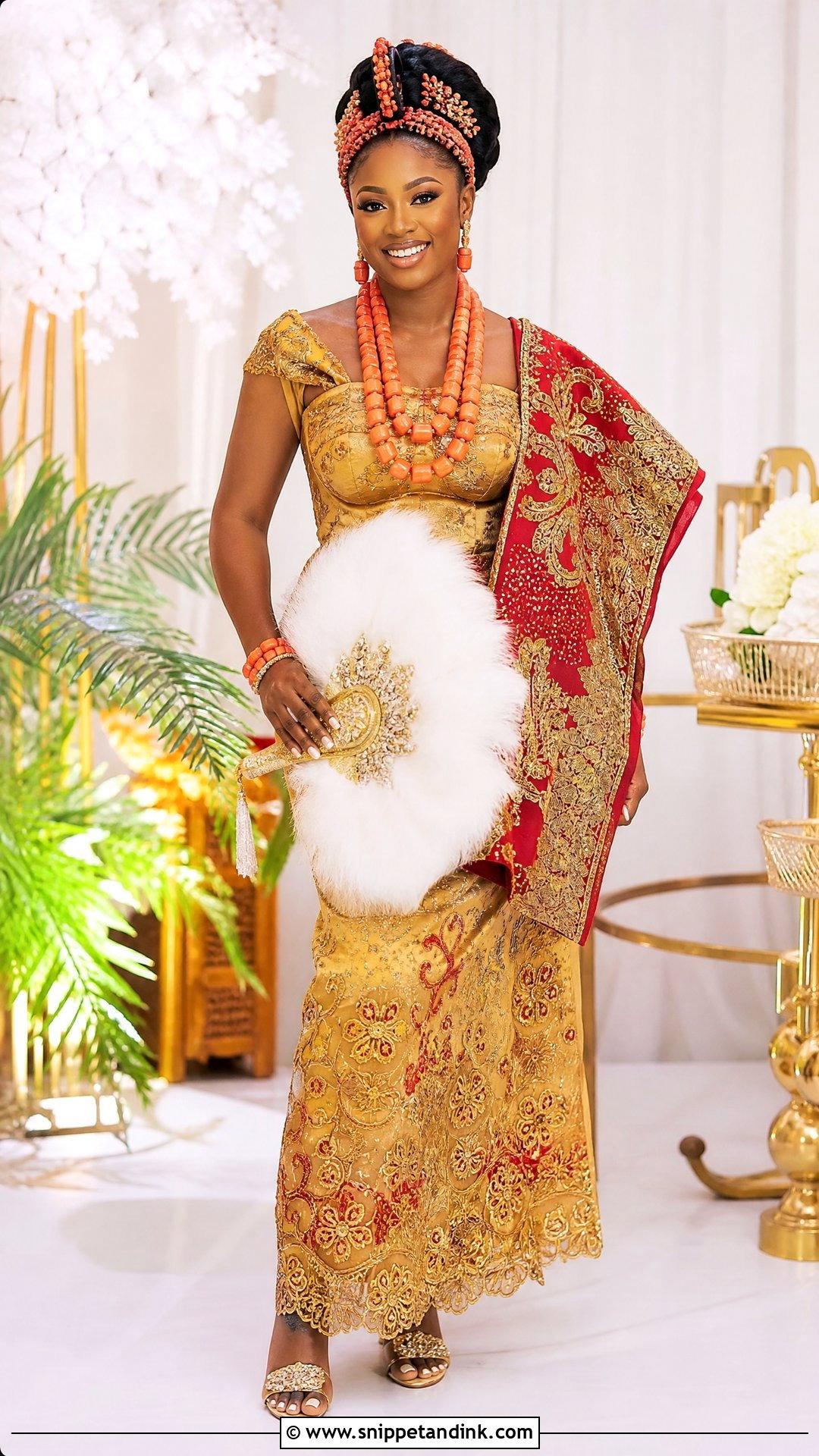 Urhobo Bride George Wrapper Outfit - Snippet and Ink - 25 Urhobo Traditional Wedding Attire Ideas