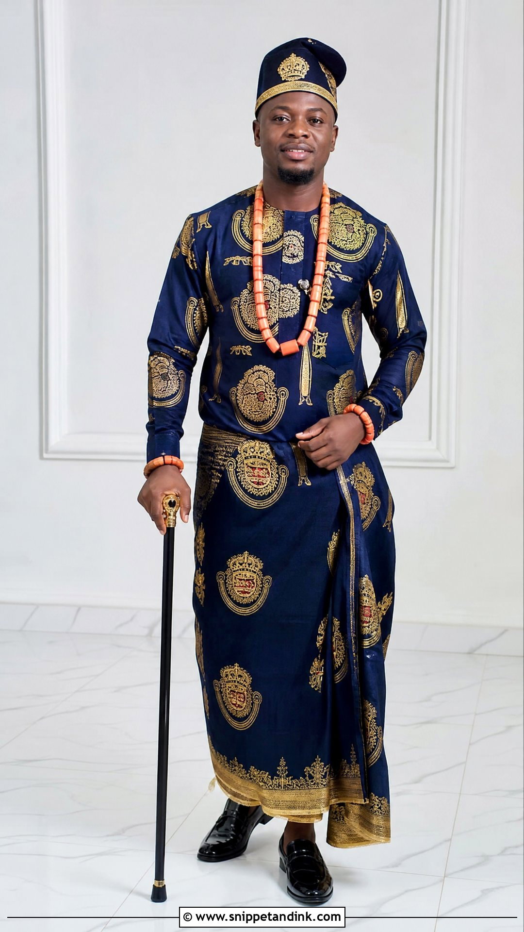 Urhobo Groom Matching Shirt And Wrapper Outfit - Snippet and Ink - 25 Urhobo Traditional Wedding Attire Ideas