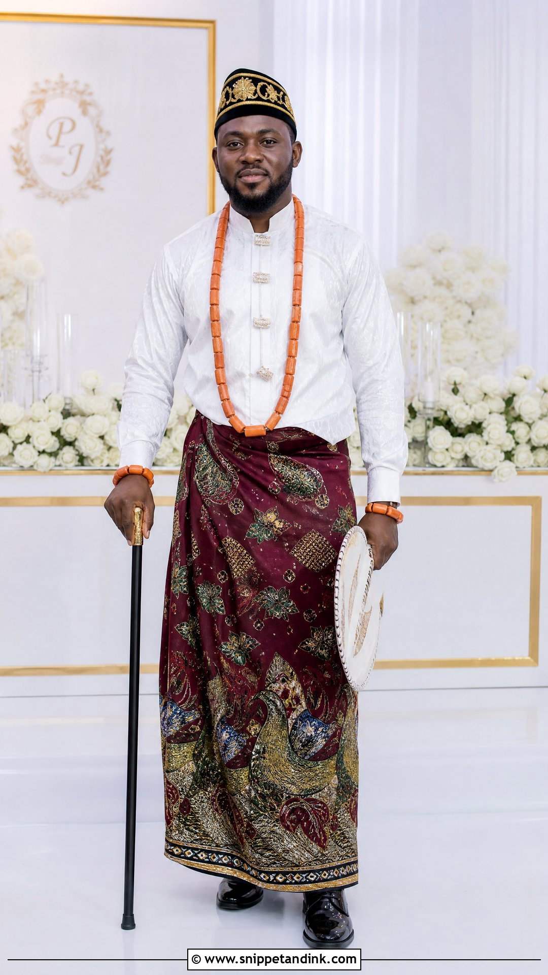 Urhobo Groom White Shirt And Wrapper Outfit - Snippet and Ink - 25 Urhobo Traditional Wedding Attire Ideas