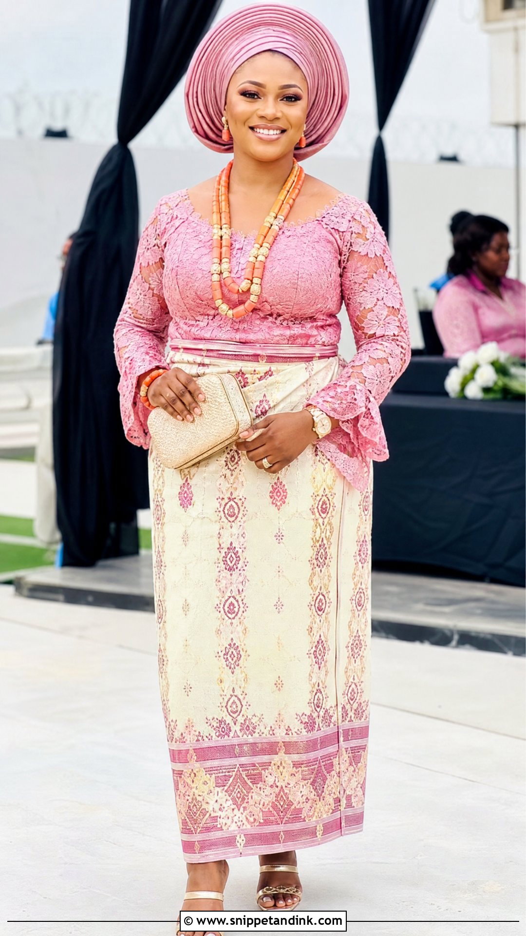 Urhobo Wedding Guest Lace Wrapper Outfit - Snippet and Ink - 25 Urhobo Traditional Wedding Attire Ideas