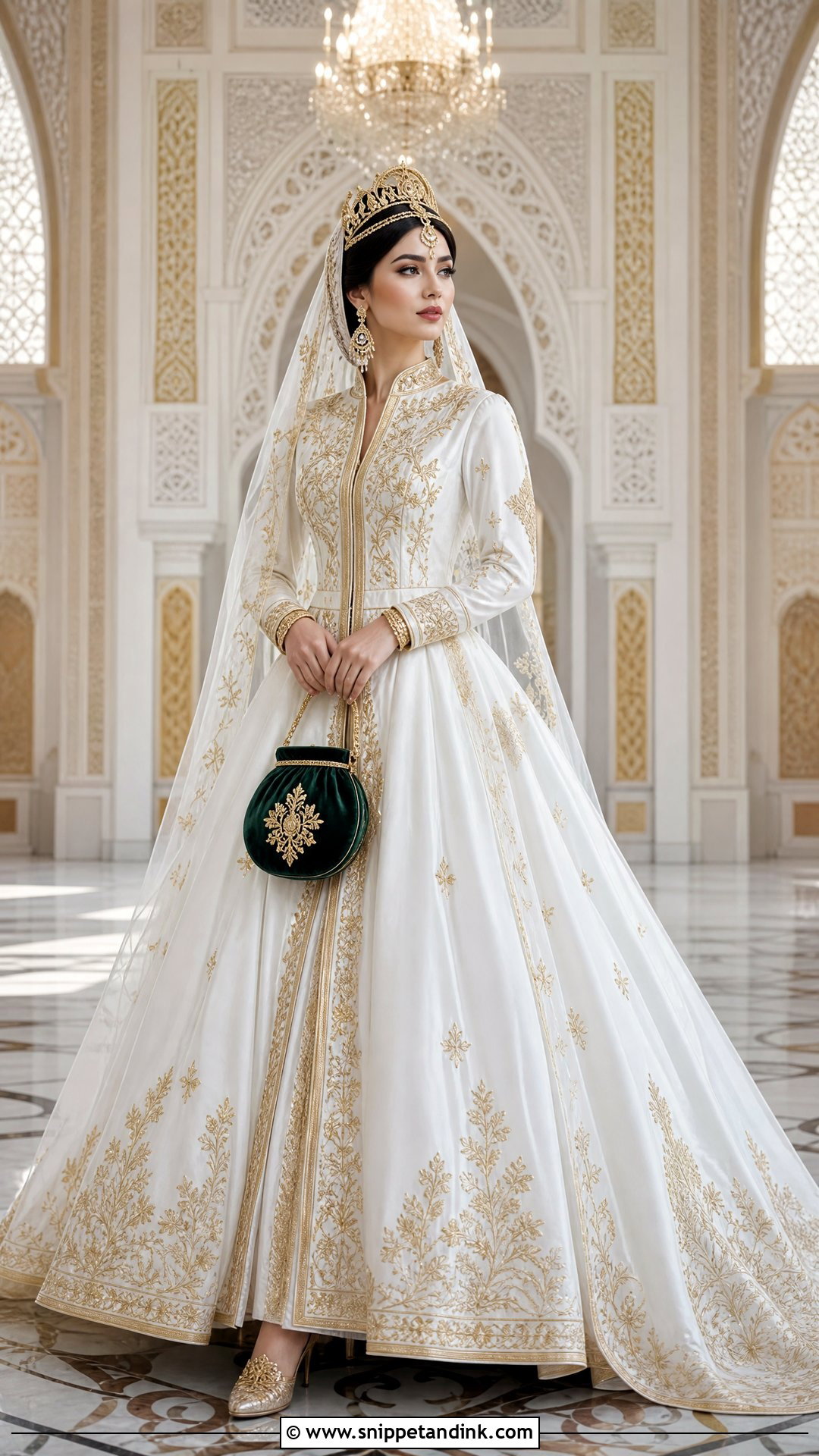 Uzbek Ball Gown With Tillaqosh - Snippet and Ink - 20 Uzbek Wedding Dress Ideas