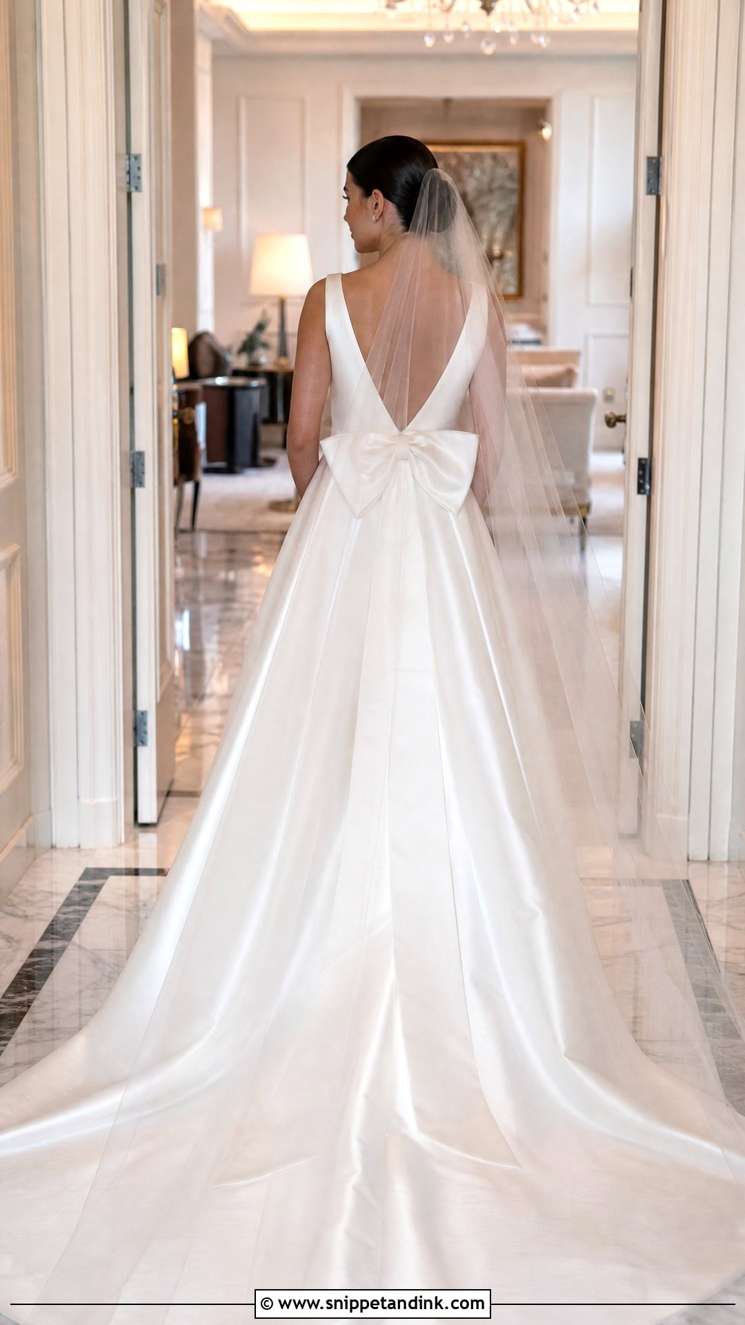 V Back Wedding Dress With Bow - Snippet and Ink - 20 V Back Wedding Dress Ideas