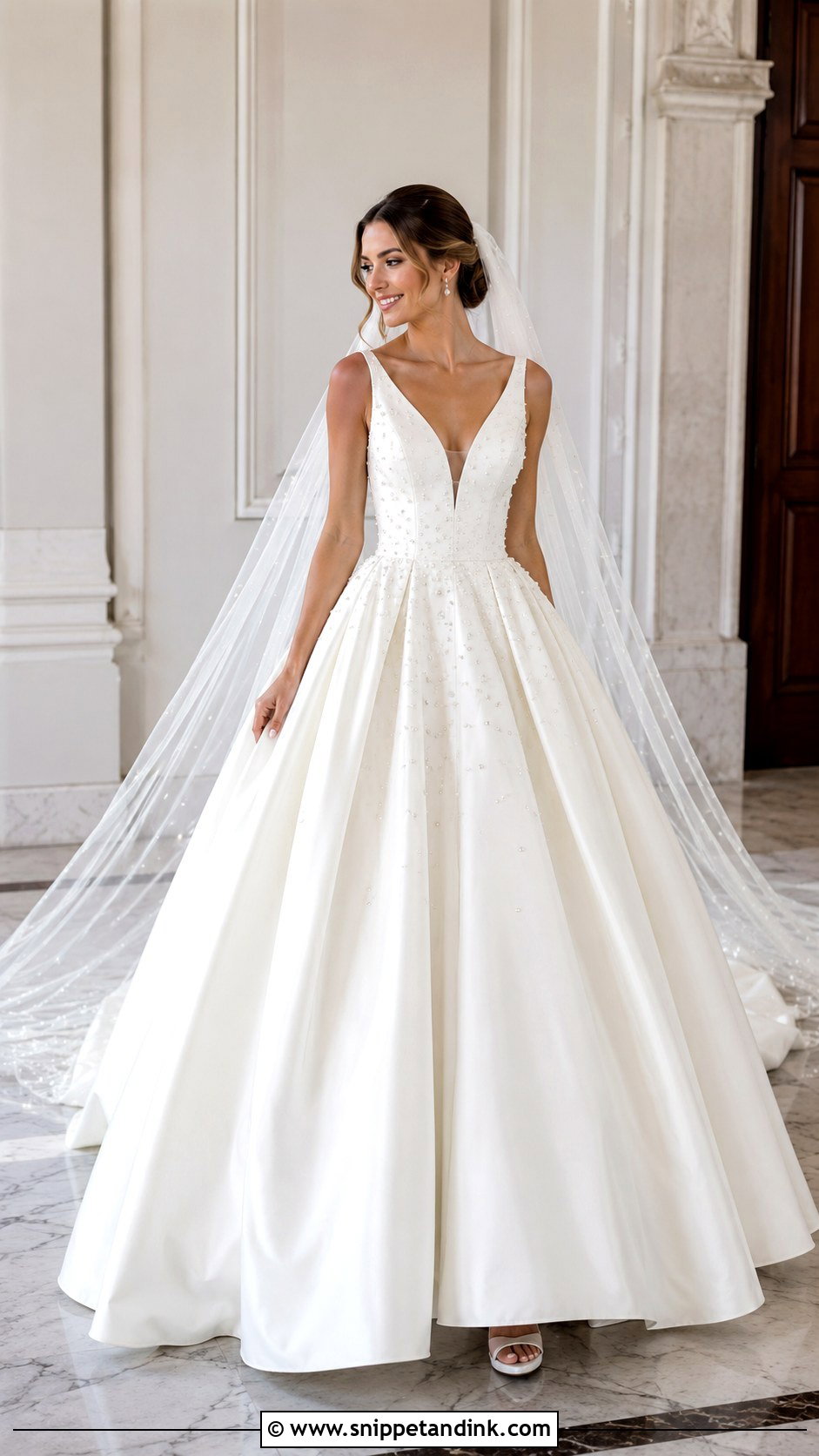 V Cut Ball Gown Wedding Dress - Snippet and Ink - 20 V Cut Wedding Dress Ideas