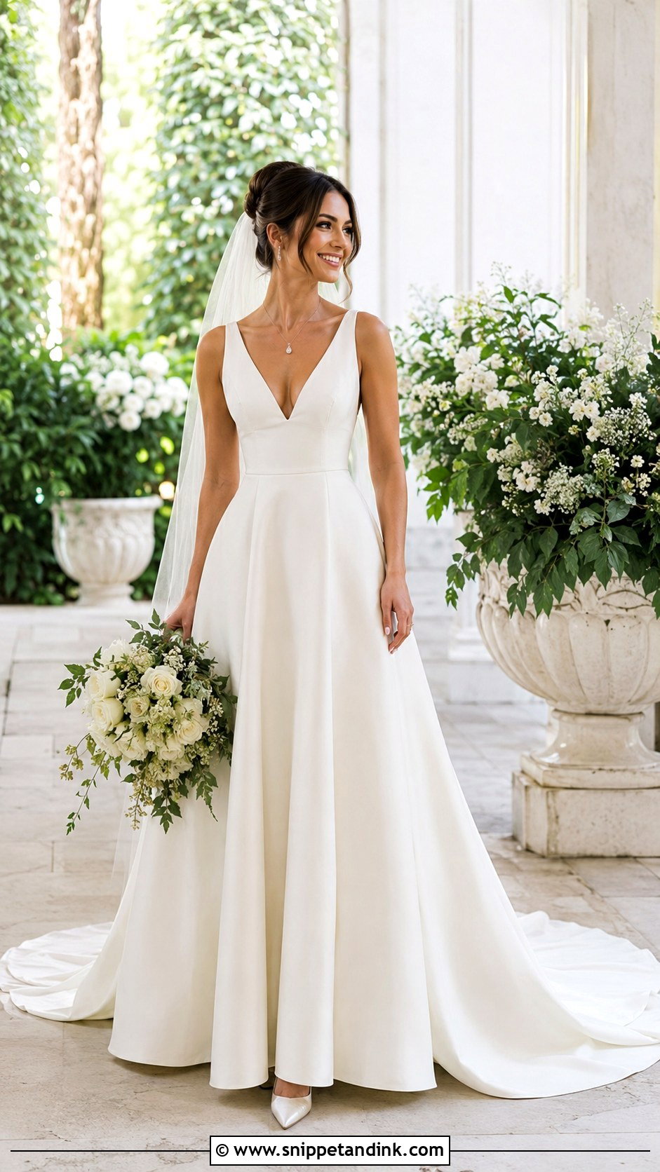 V Neck A Line Bridal Dress - Snippet and Ink - 20 Classic Bridal Dress Ideas