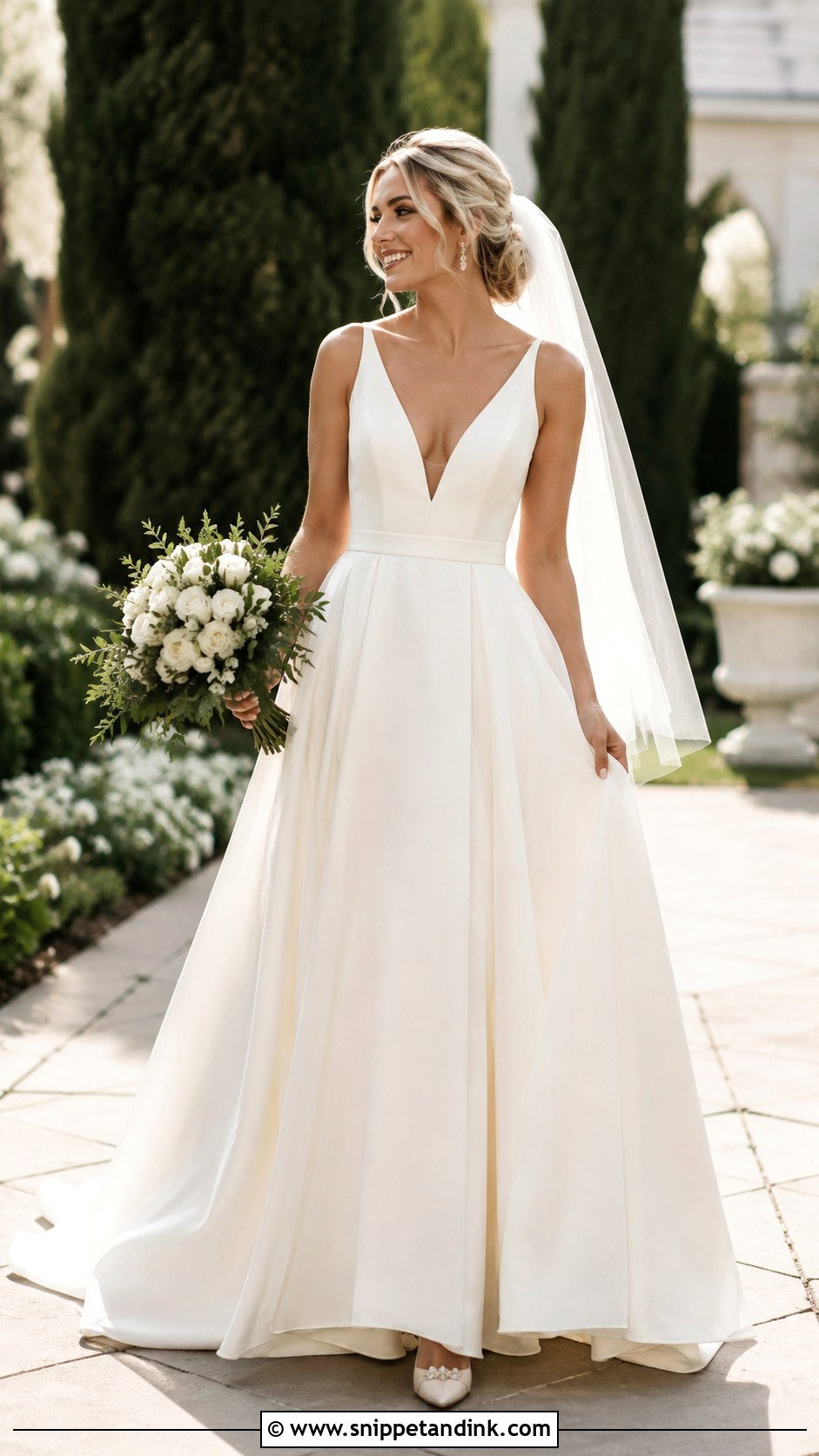 V Neck A Line Bridal Gown - Snippet and Ink - 25 A Line Bridal Gowns