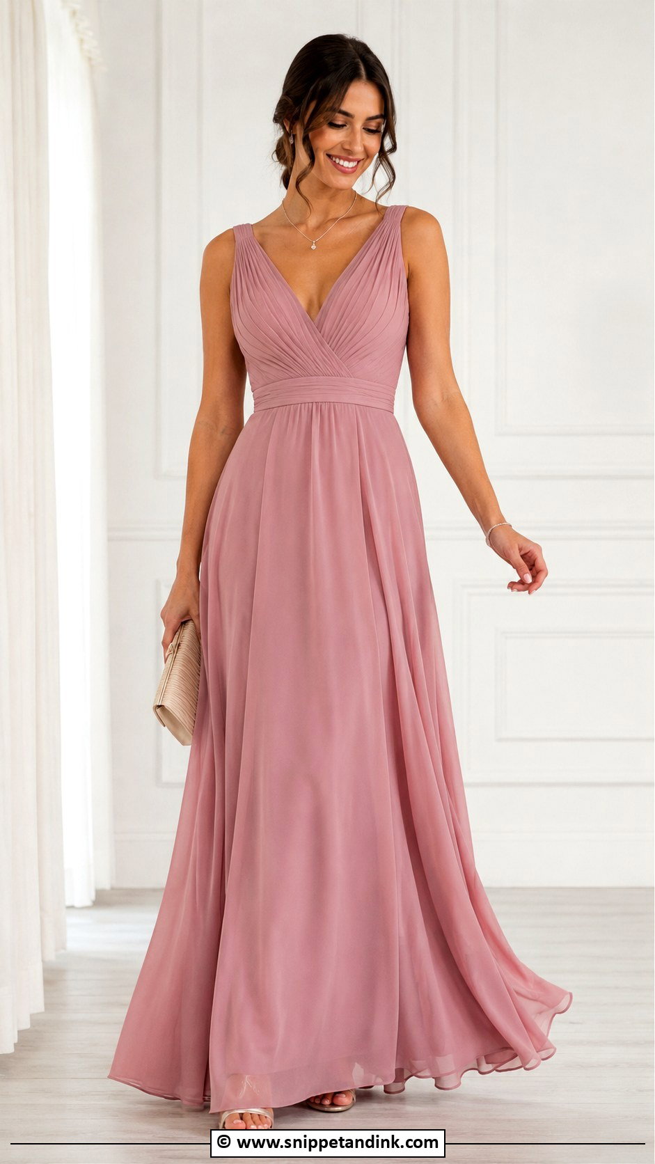 V Neck A Line Gown - Snippet and Ink - 25 A Line Gown Styles