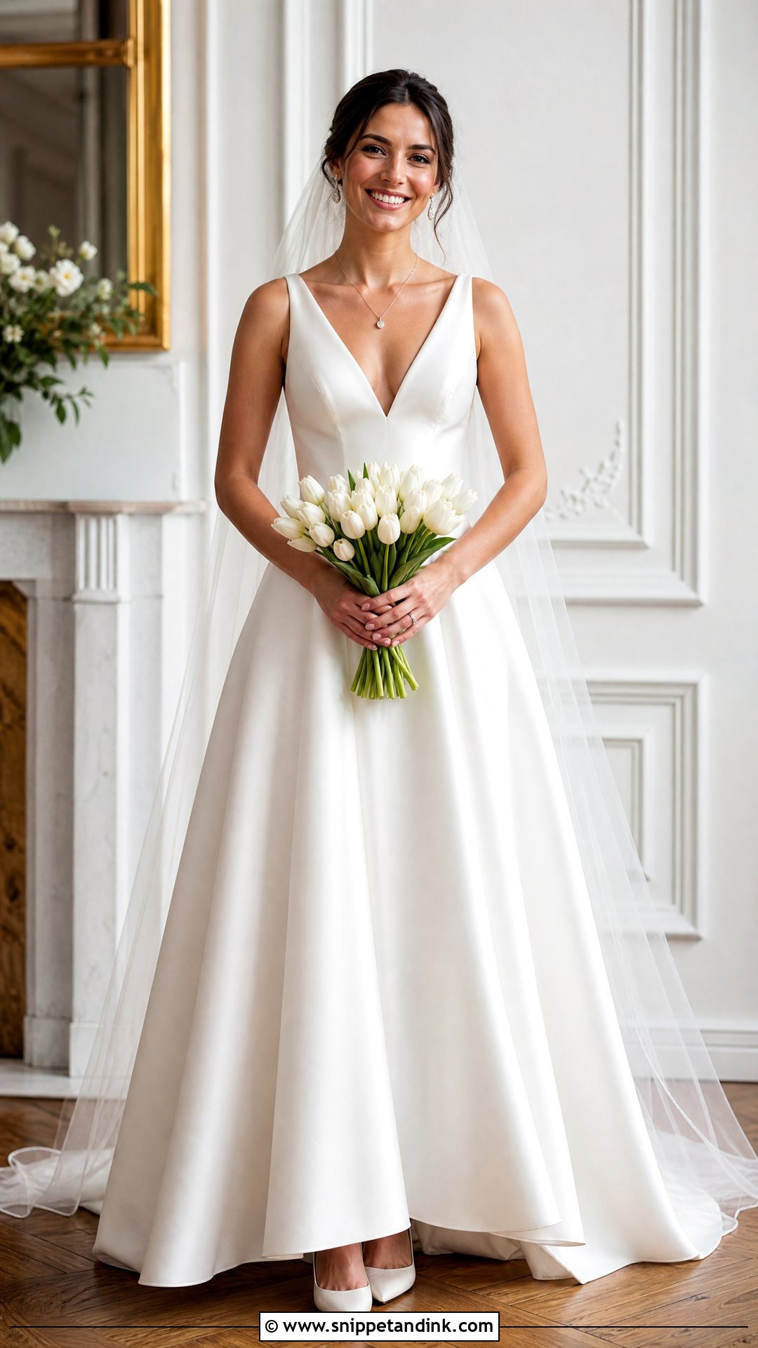 V Neck A Line Satin Wedding Dress - Snippet and Ink - 20 Plain Satin Wedding Dress Ideas