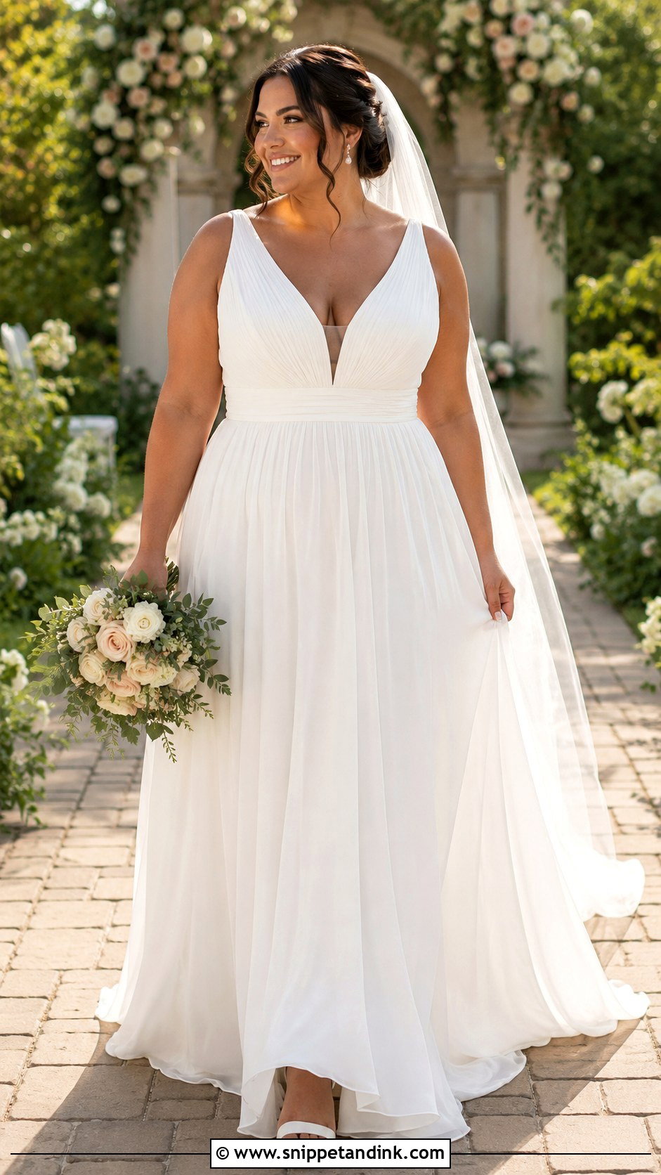 V Neck A Line Summer Wedding Dress - Snippet and Ink - 20 Summer Wedding Dress for Bride Ideas