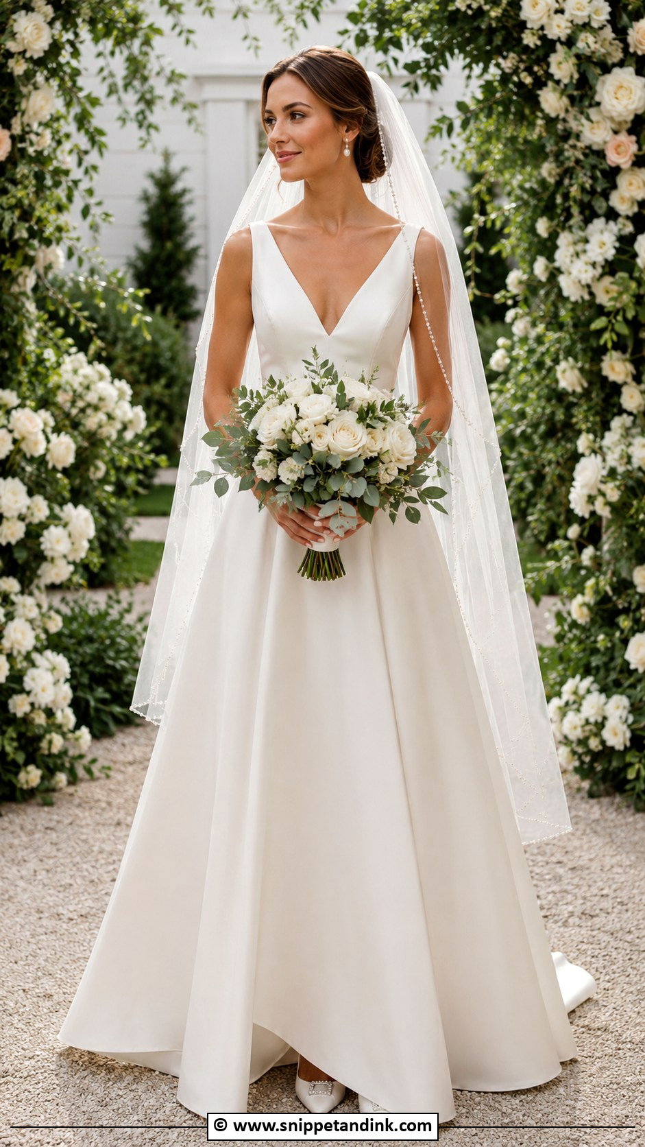 V Neck A Line Wedding Dress - Snippet and Ink - 30 V Neck Wedding Dress Ideas