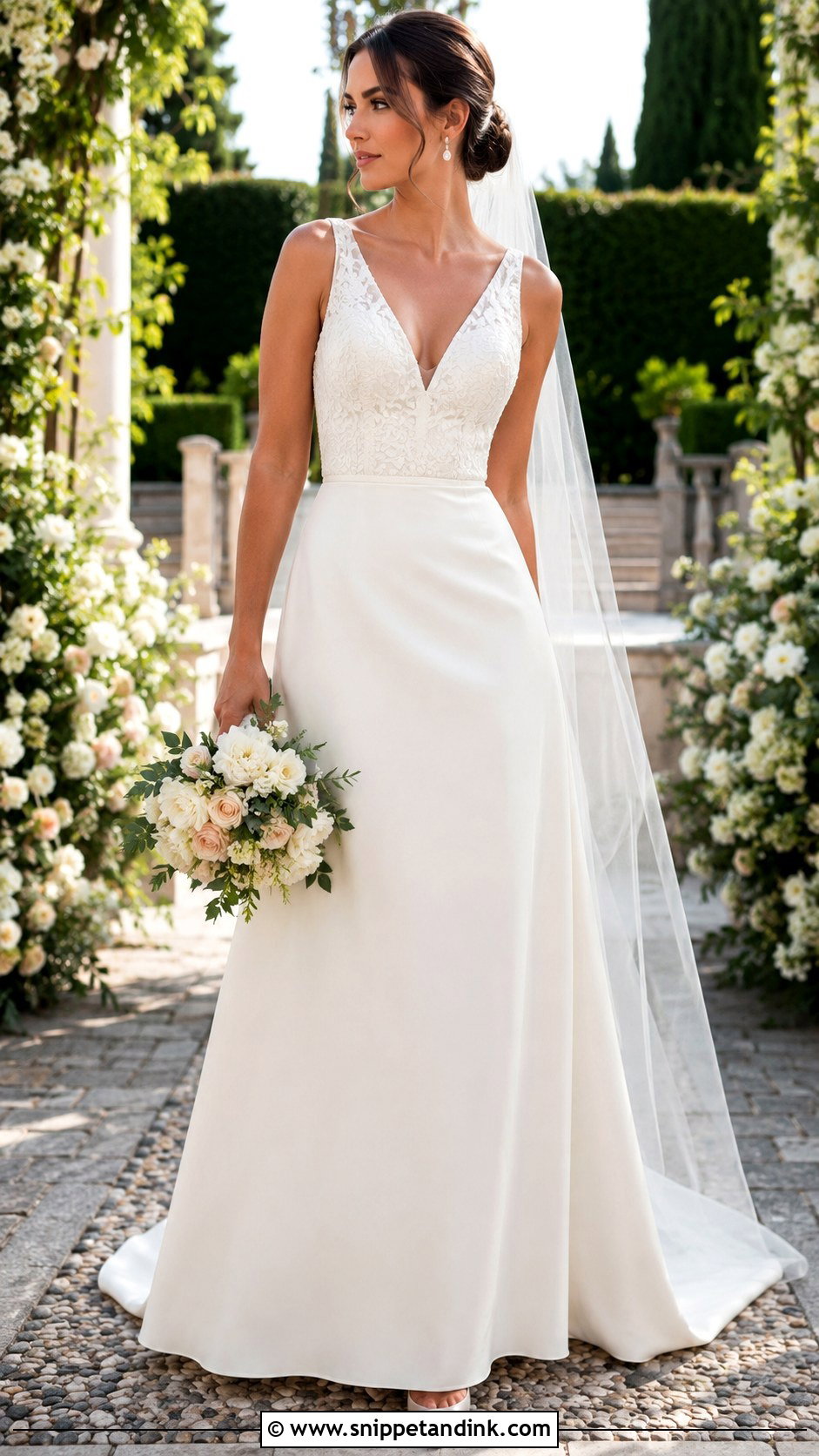 V Neck A Line Wedding Dress - Snippet and Ink - 20 Classical Wedding Dress Ideas
