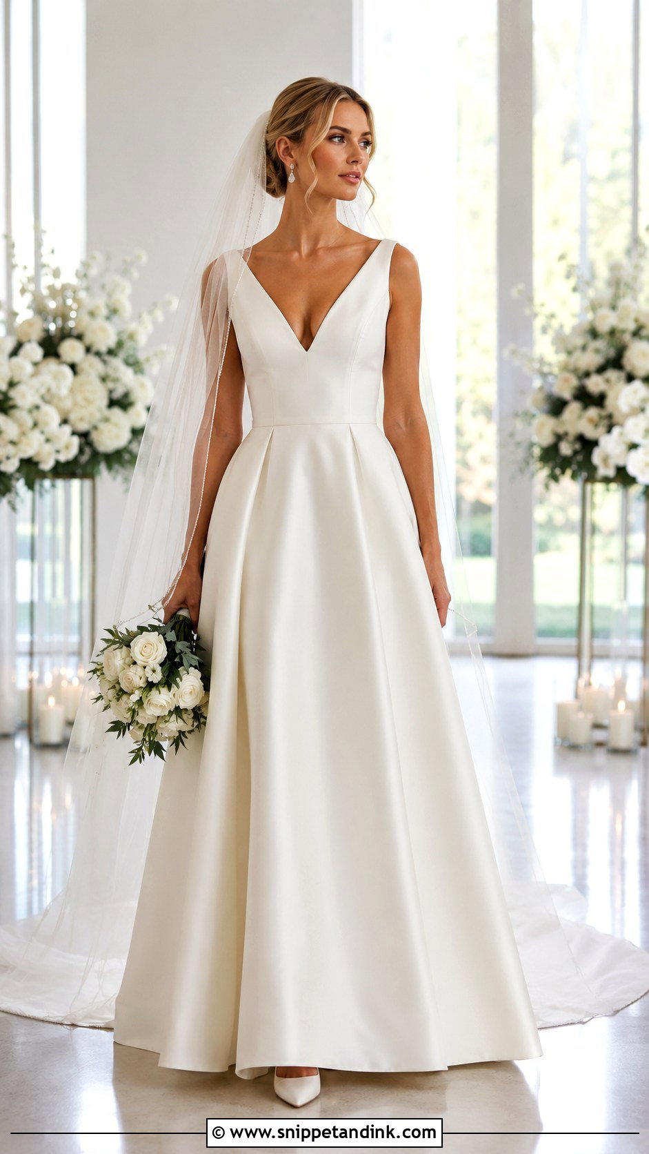 V Neck A Line Wedding Dress - Snippet and Ink - 20 Inverted Triangle Wedding Dress Ideas