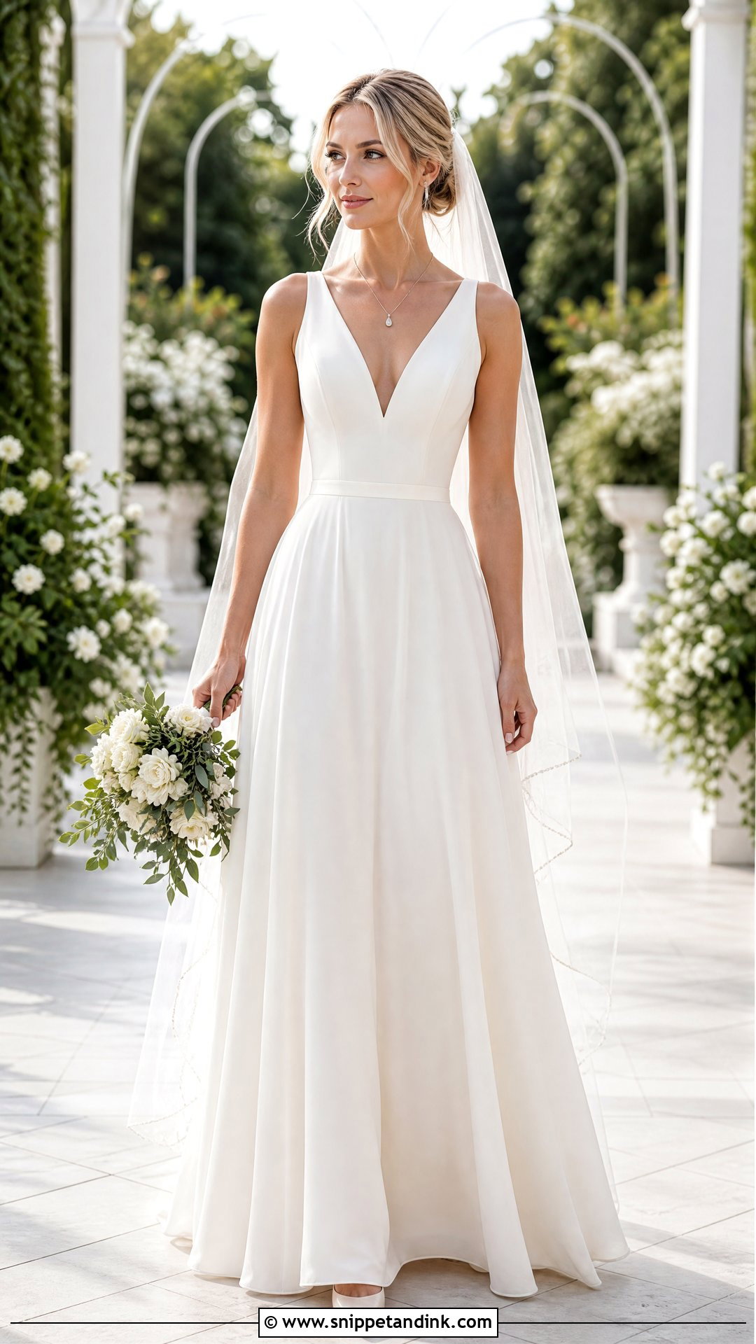 V Neck A Line Wedding Dress - Snippet and Ink - 20 Wedding Dresses for Inverted Triangle