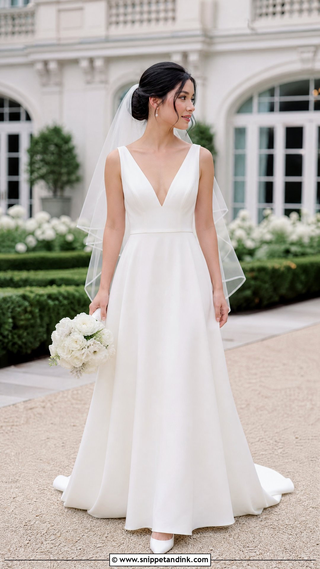 V Neck A Line Wedding Dress - Snippet and Ink - 20 Wedding Dresses for Petite Brides
