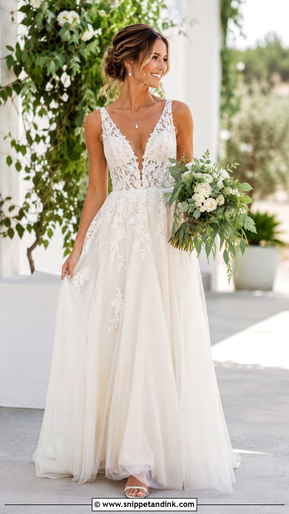 V Neck A Line Wedding Dress - Snippet and Ink - 30 Wedding Dresses a Line
