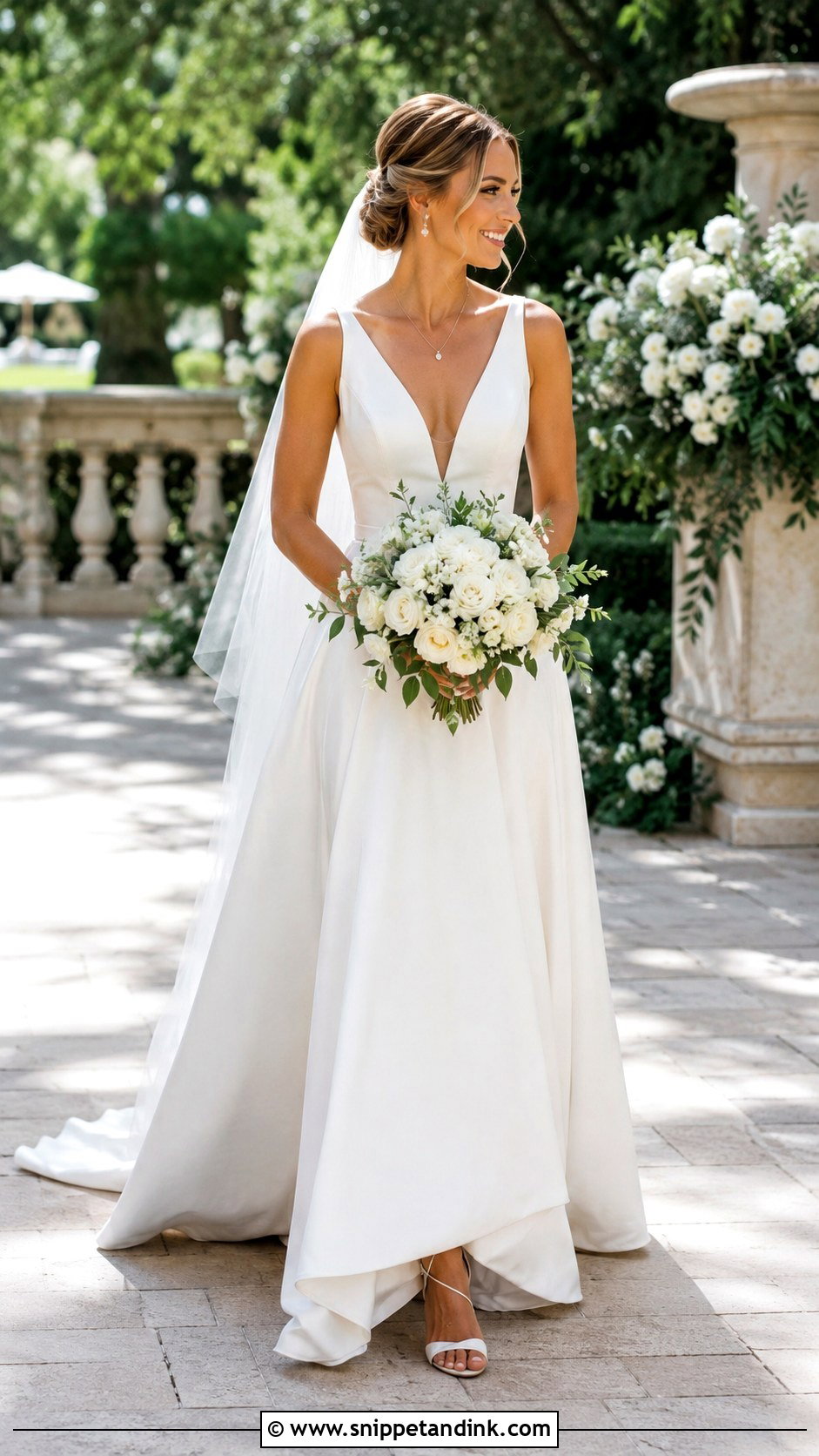 V Neck A Line Wedding Dress - Snippet and Ink - 25 Classic Elegant Wedding Dresses