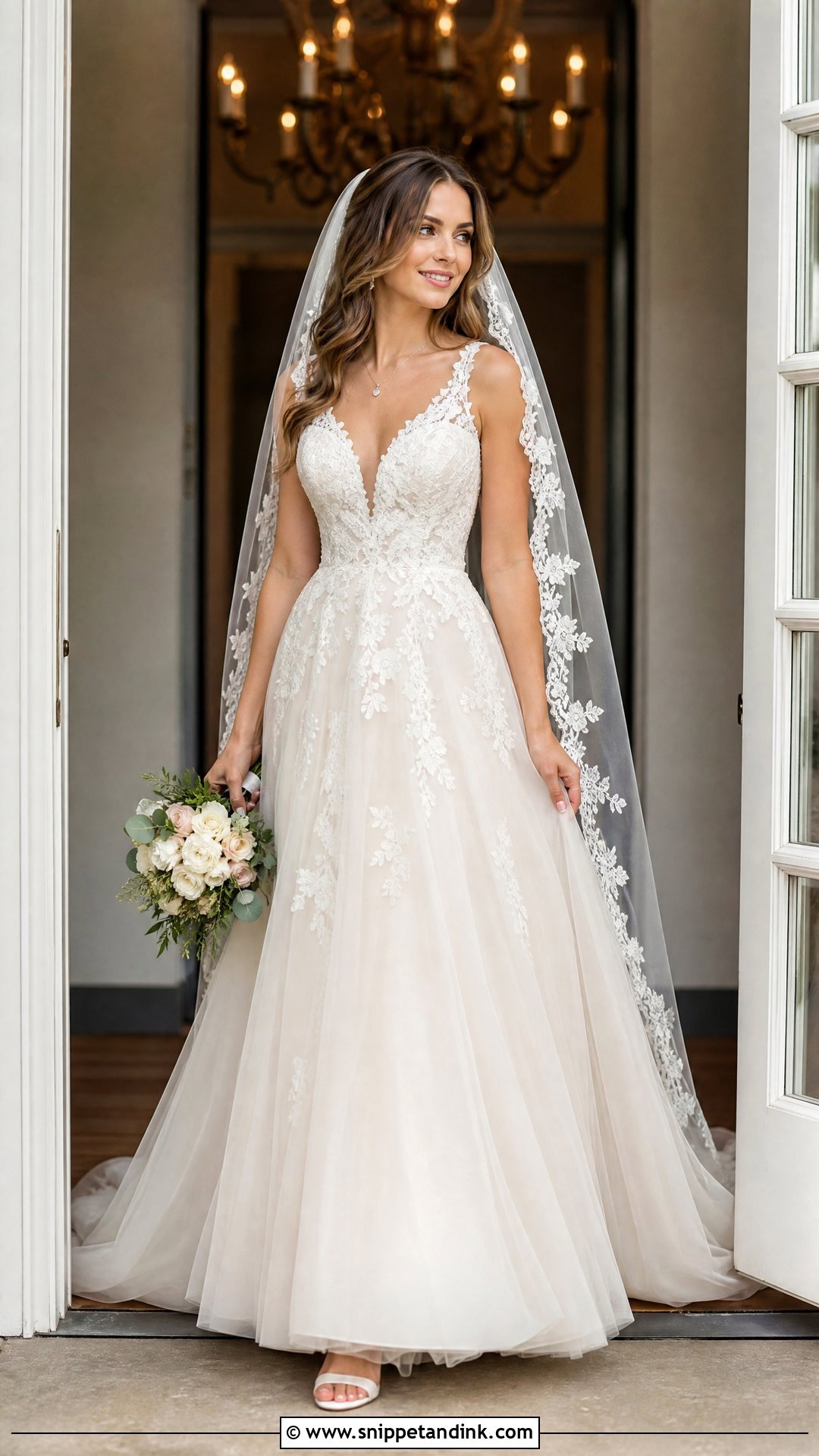 V Neck A Line Wedding Dress - Snippet and Ink - 25 Romantic a Line Wedding Dress Ideas
