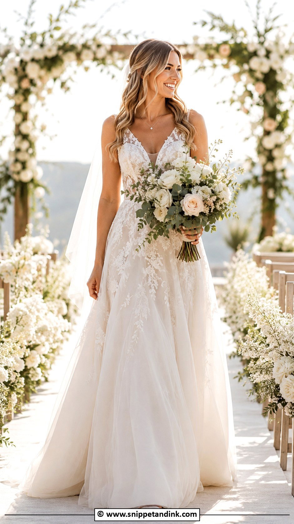 V Neck A Line Wedding Dress - Snippet and Ink - 30 A-Line Wedding Dress Ideas