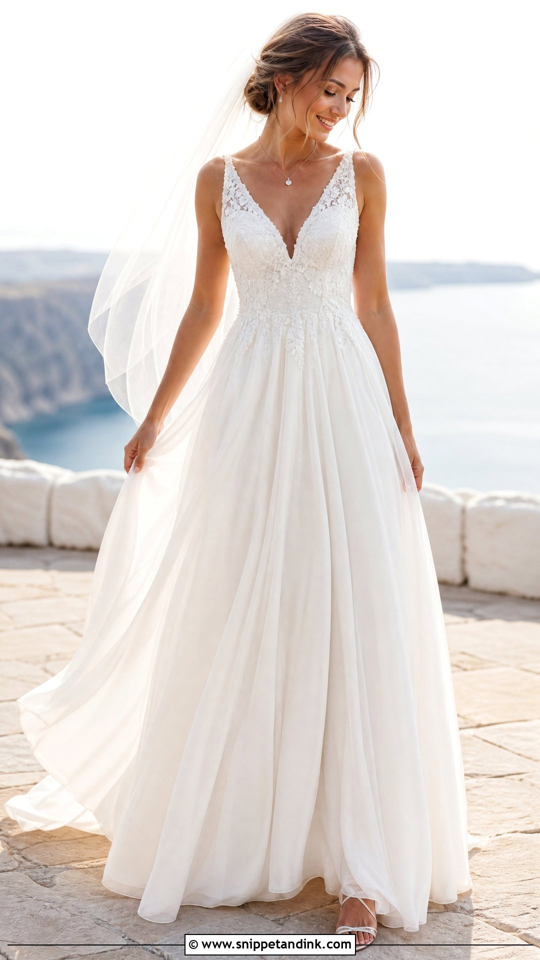 V Neck A Line Wedding Gown - Snippet and Ink - 25 A Line Wedding Gown Ideas