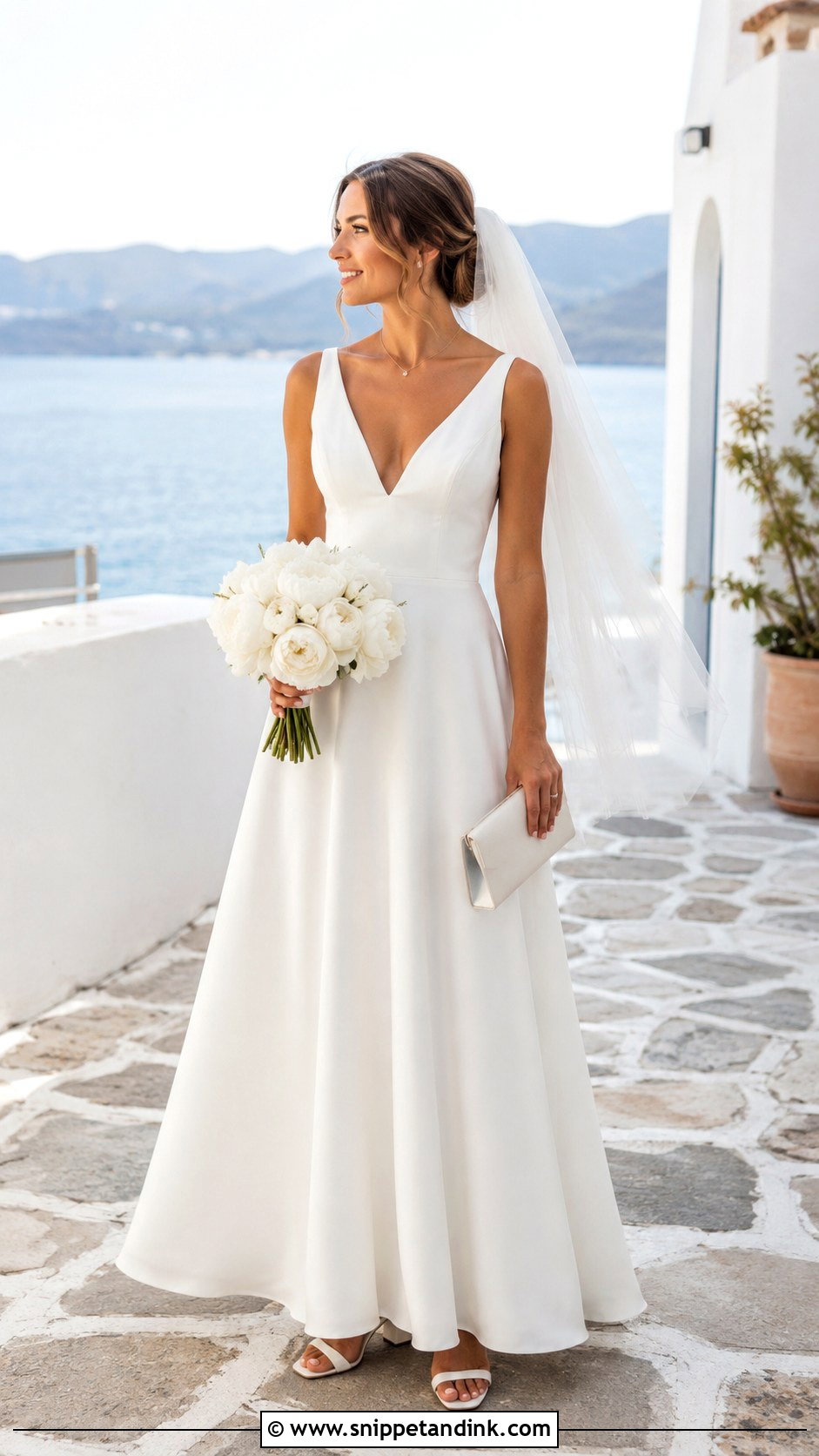 V Neck Ankle Length Wedding Dress - Snippet and Ink - 20 Ankle Wedding Dress Ideas