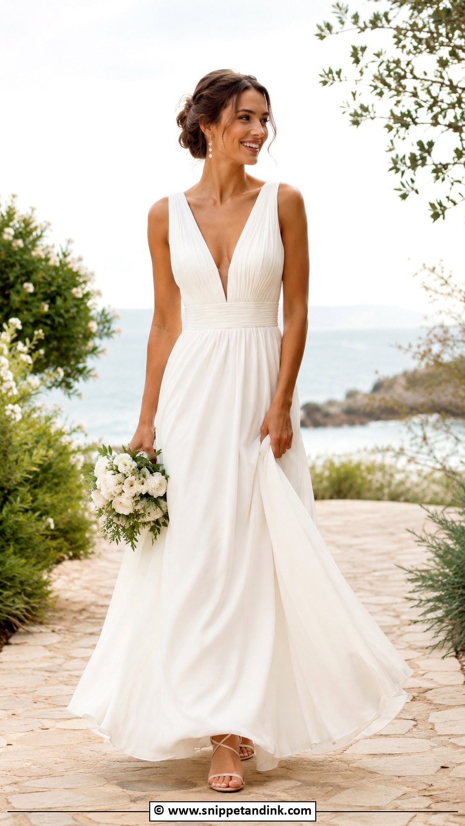 V Neck Ankle Length Wedding Dress - Snippet and Ink - 30 Ankle Length Wedding Dress Ideas