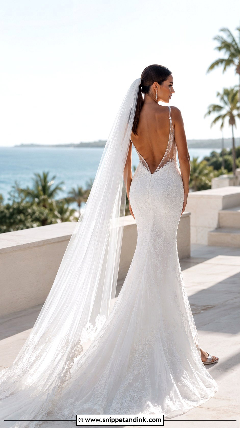 V Neck Backless Mermaid Wedding Dress - Snippet and Ink - 20 Backless Mermaid Wedding Dresses