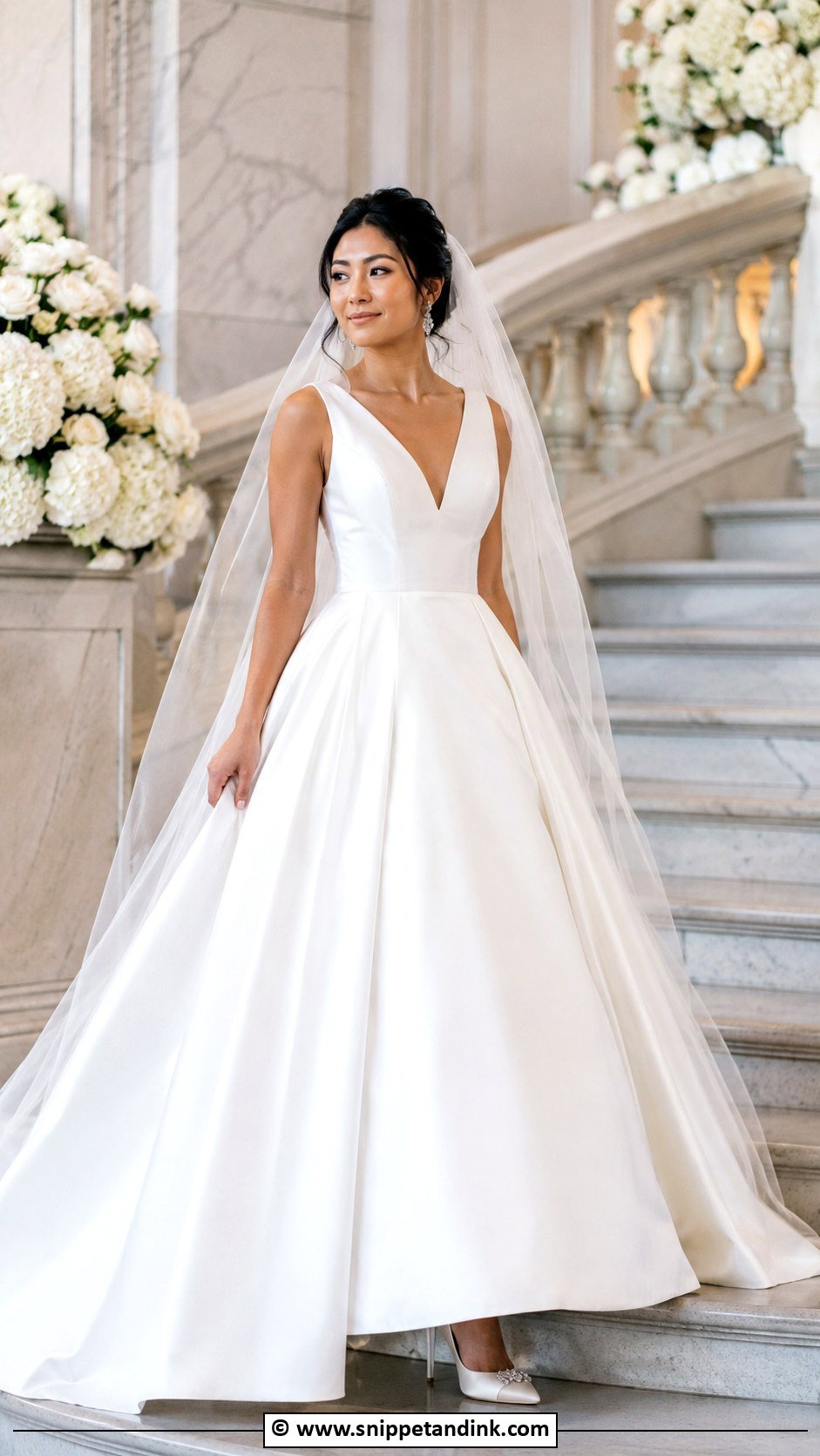 V Neck Ball Gown Wedding Dress - Snippet and Ink - 30 V Neck Wedding Dress Ideas