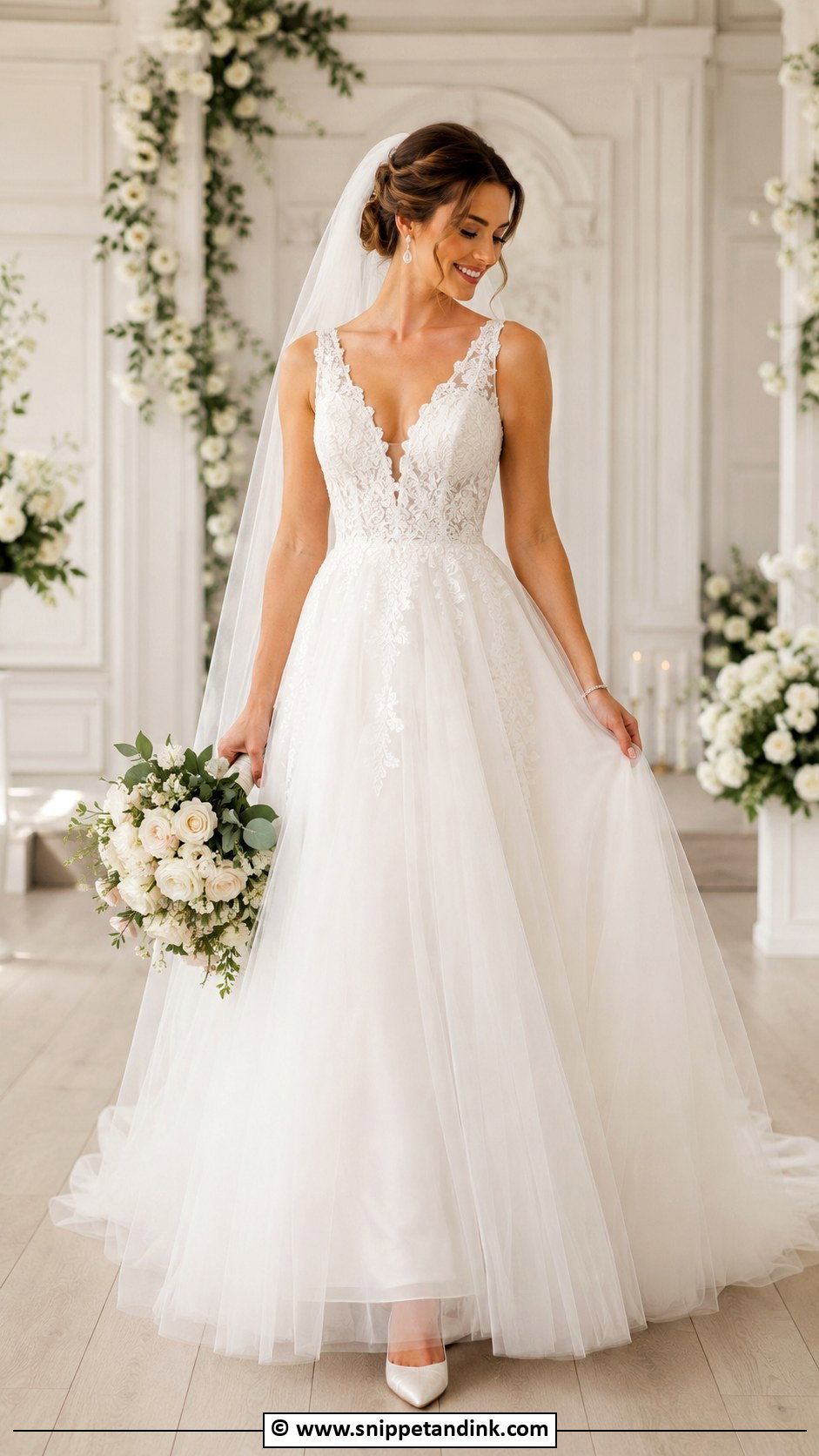 V Neck Ball Gown Wedding Dress - Snippet and Ink - 30 Wedding Dresses Ball Gown