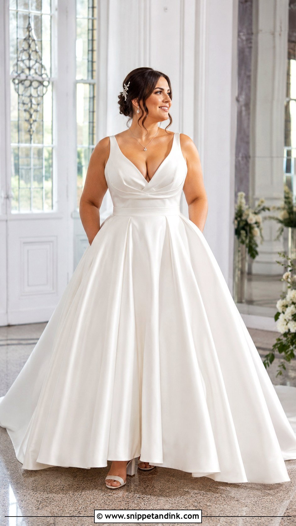 V Neck Ball Gown Wedding Dress - Snippet and Ink - 20 Large Bust Wedding Dress Ideas