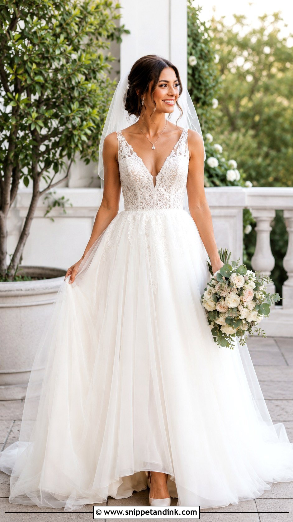 V Neck Ballgown Wedding Dress - Snippet and Ink - 25 Elegant Wedding Dress Ballgown Fairytale Ideas