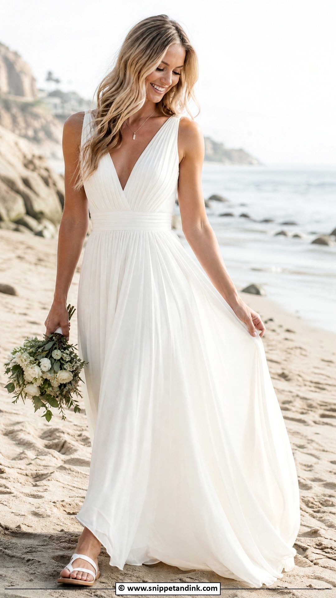 V Neck Beach Wedding Dress - Snippet and Ink - 35 Beach Wedding Dress Ideas
