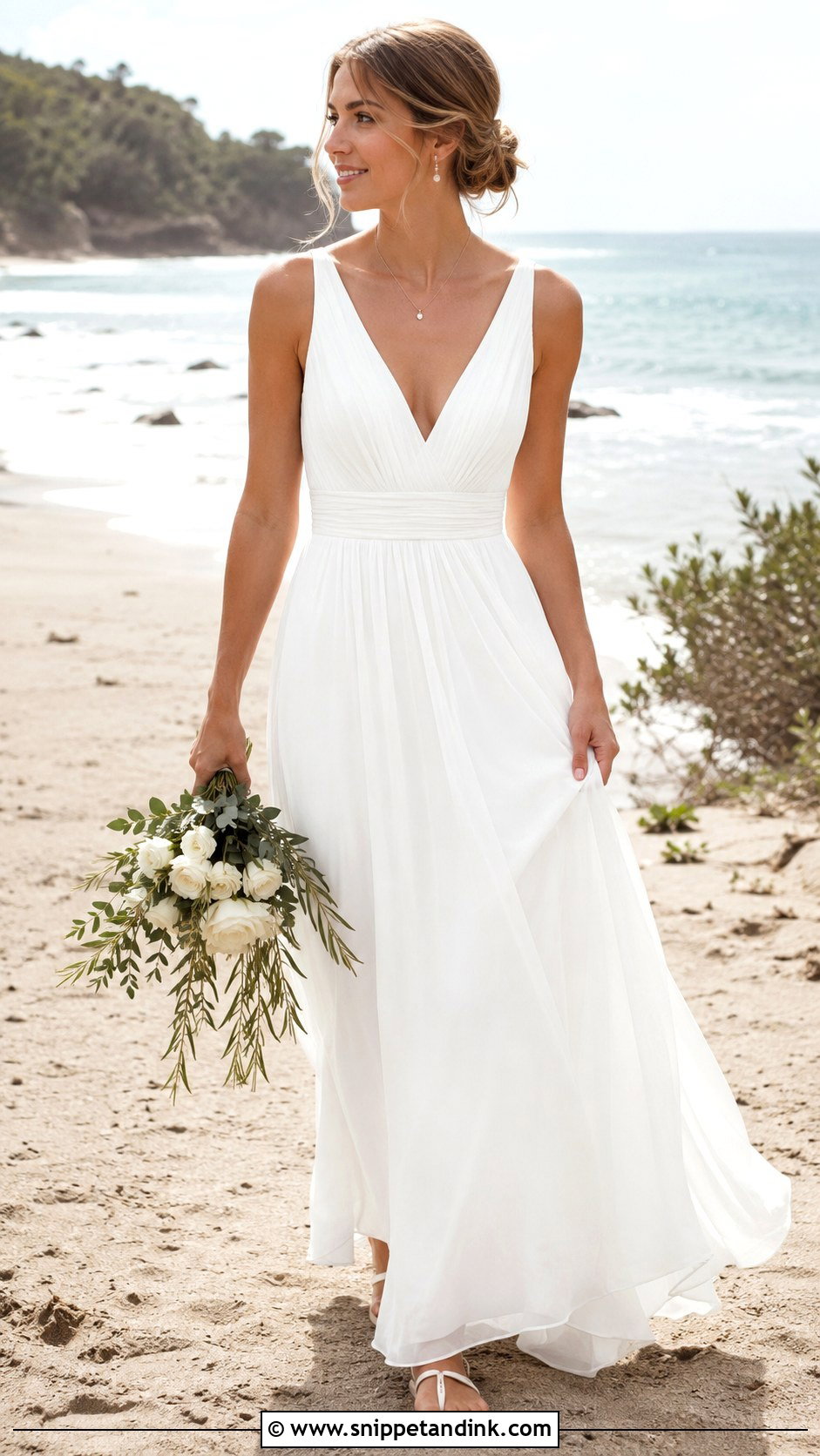 V Neck Beach Wedding Dress - Snippet and Ink - 20 Flowy Beach Wedding Dress Ideas