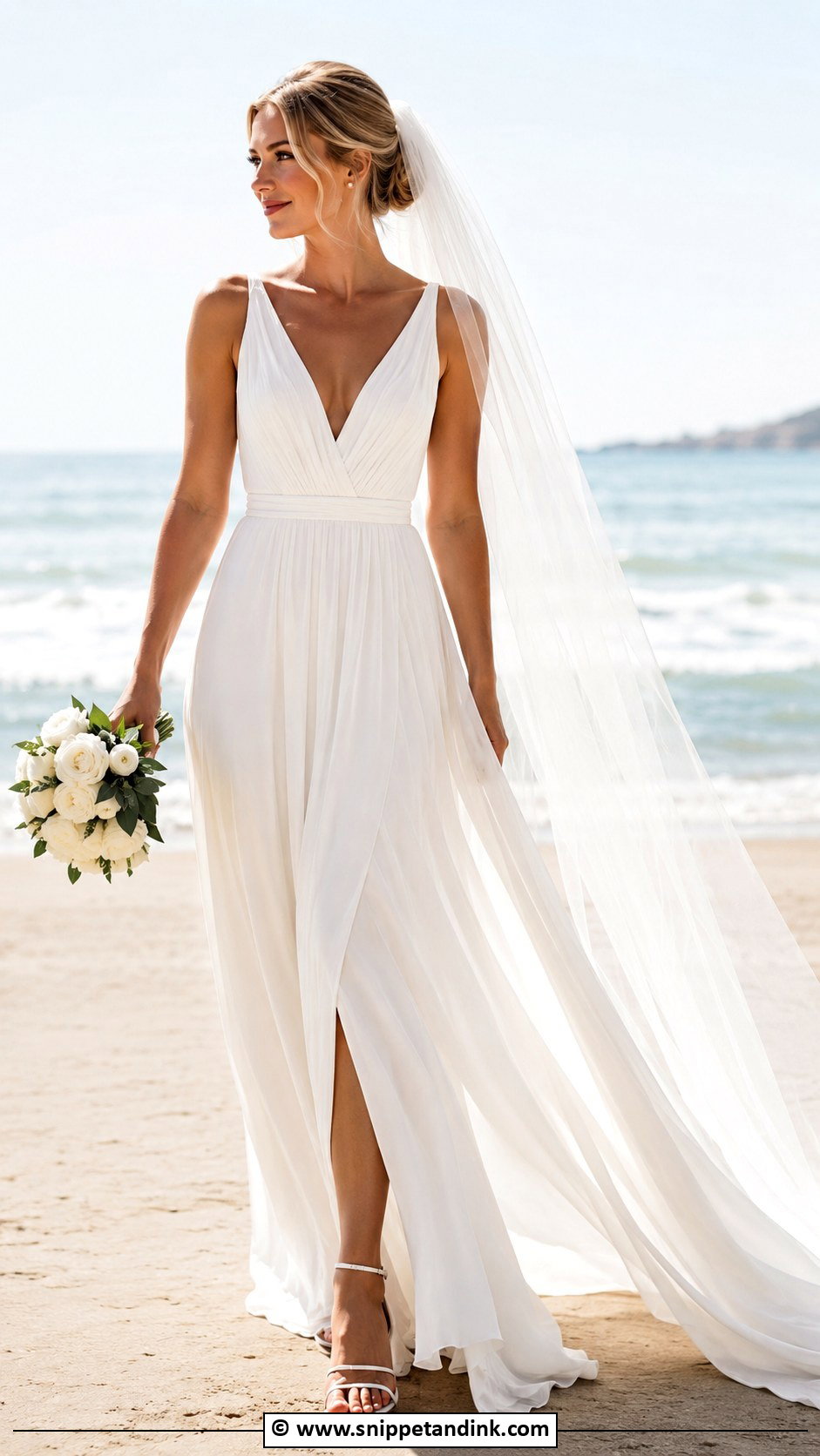 V Neck Beach Wedding Dress - Snippet and Ink - 30 V Neck Wedding Dress Ideas