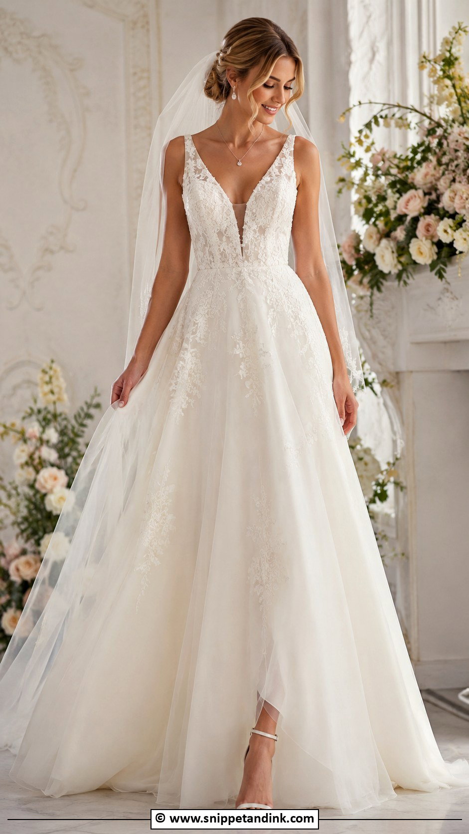 V Neck Bridal Dress - Snippet and Ink - 35 Bridal Dresses