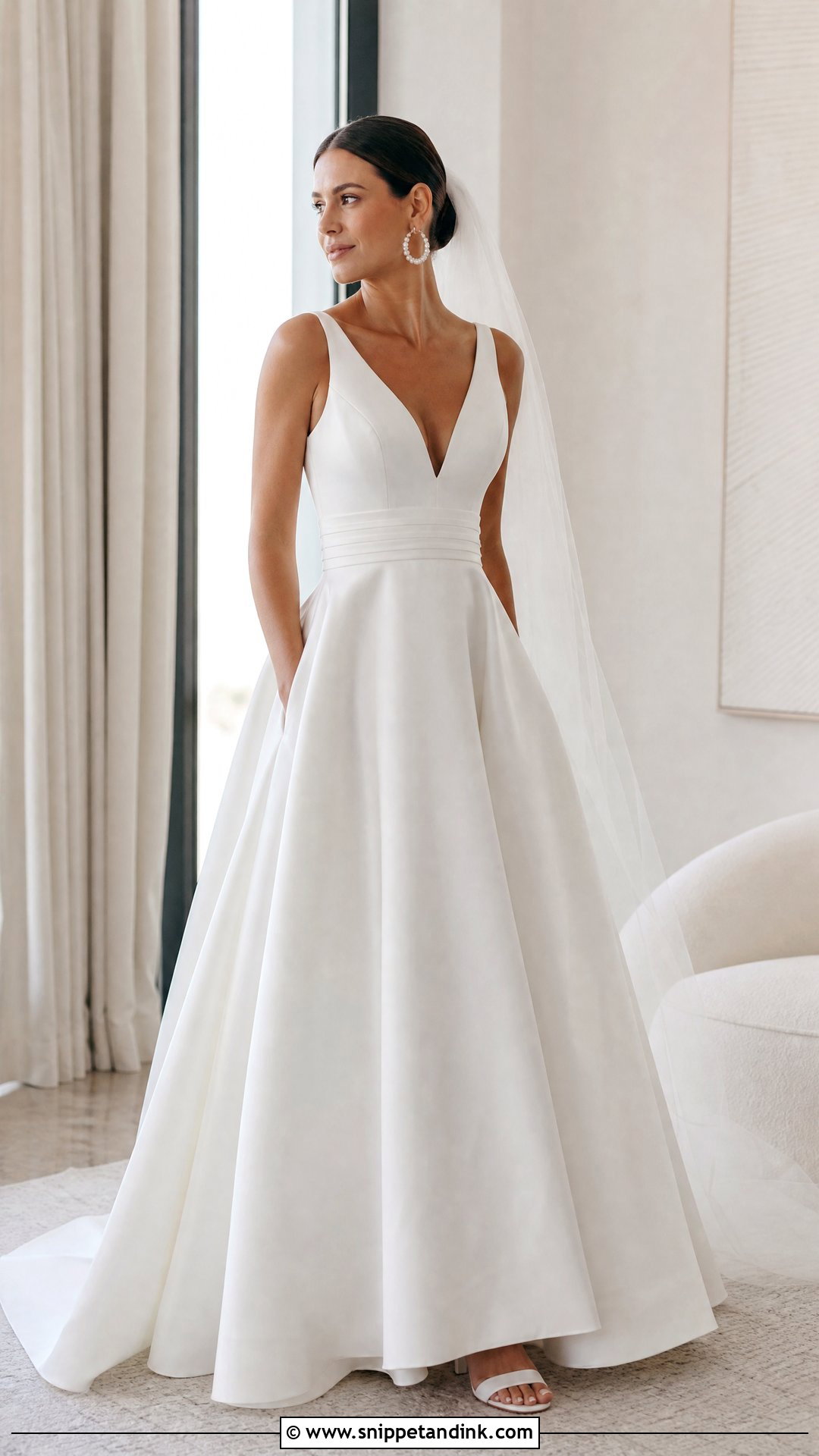 V Neck Bridal Gown With Pockets - Snippet and Ink - 20 V Neck Bridal Gown Ideas