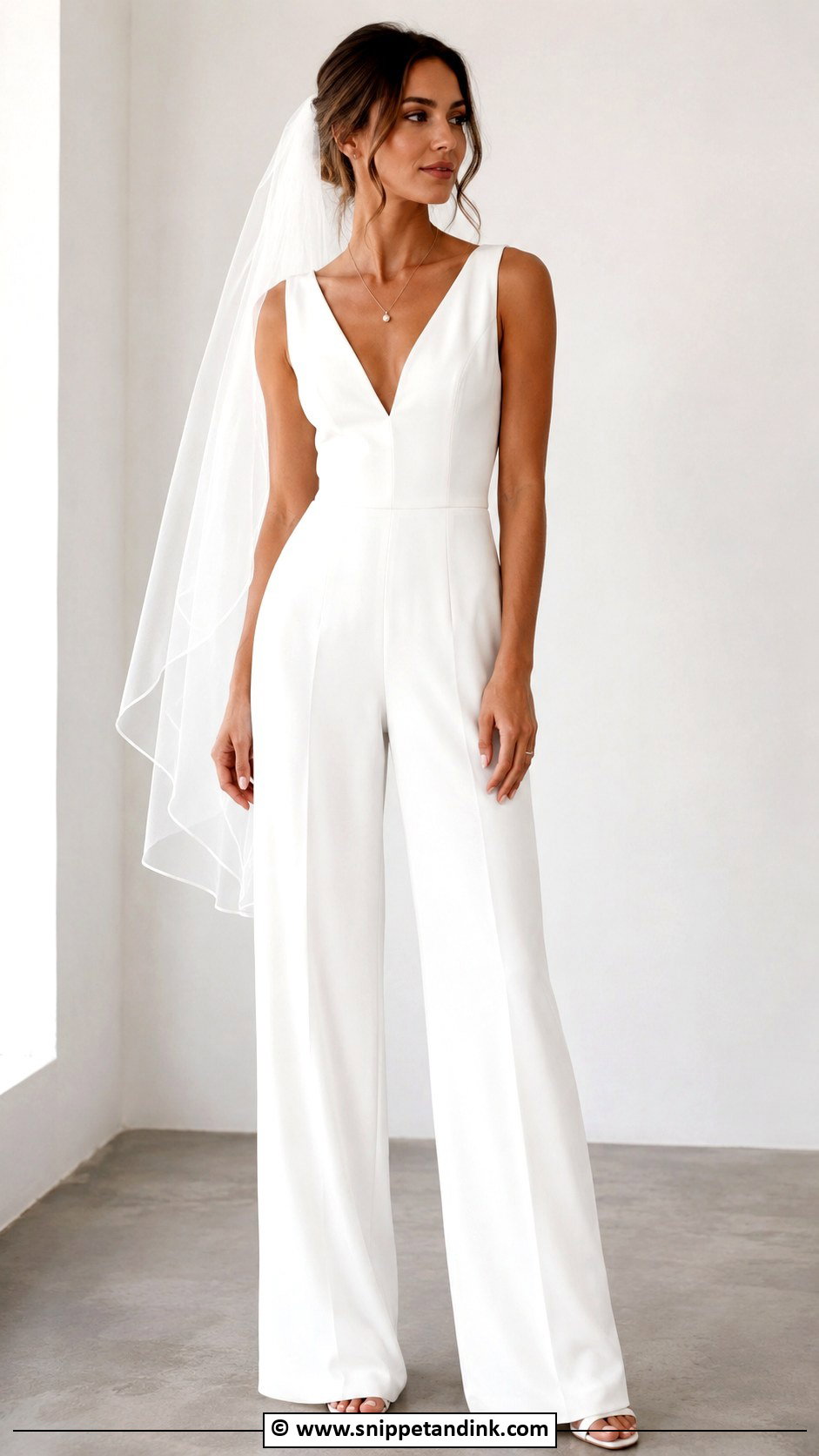V Neck Bridal Jumpsuit - Snippet and Ink - 25 Jumpsuit Wedding Dress Ideas
