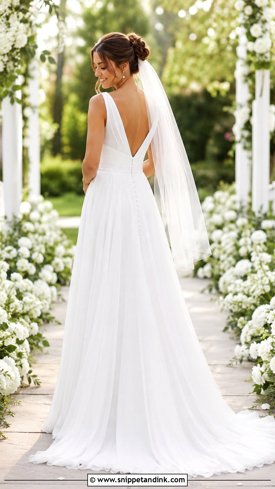 V Neck Button Back Wedding Dress - Snippet and Ink - 20 Button Back Wedding Dress Ideas