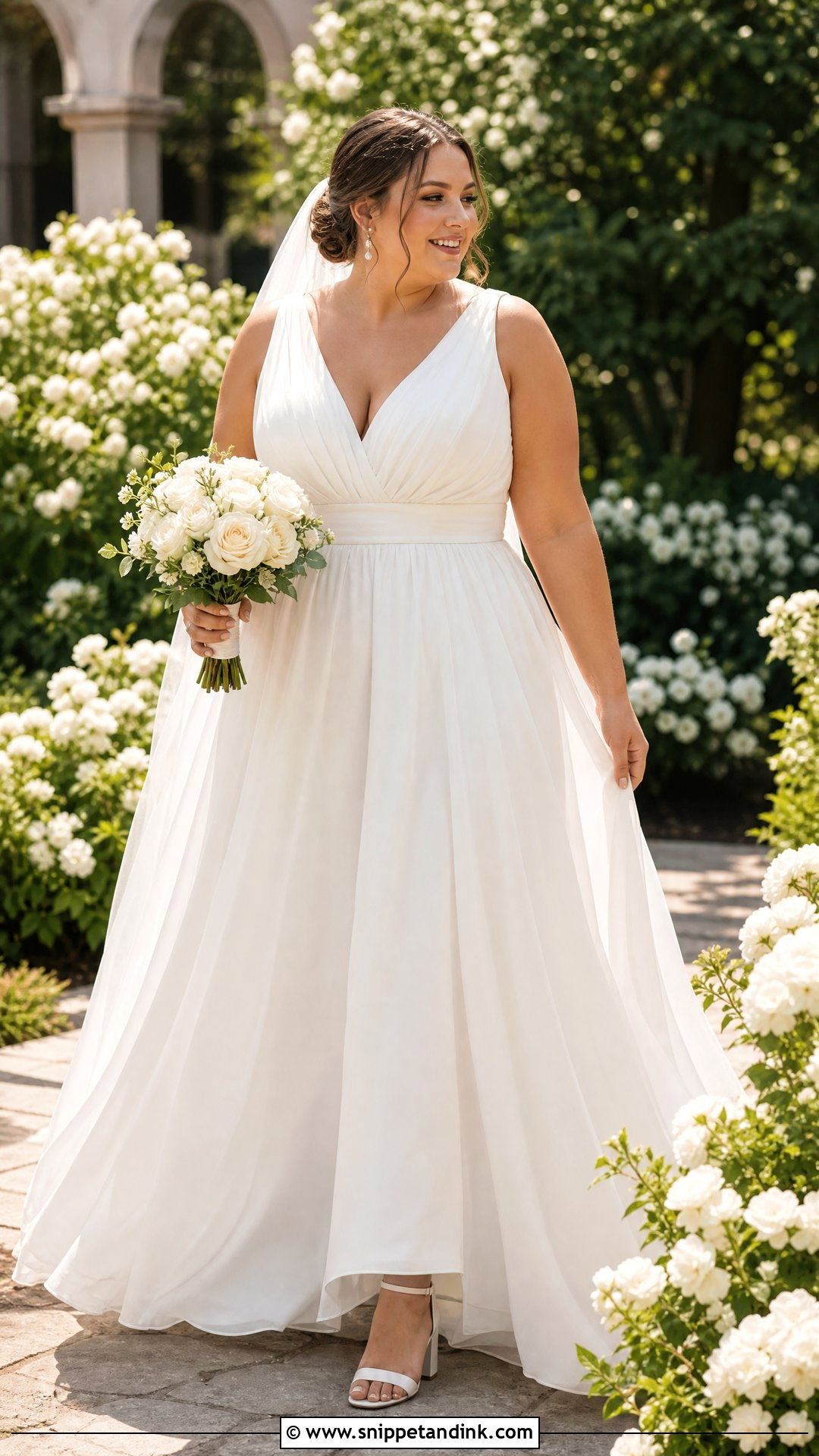 V Neck Chiffon A Line Wedding Gown - Snippet and Ink - 20 Wedding Gown Simple Classy Ideas