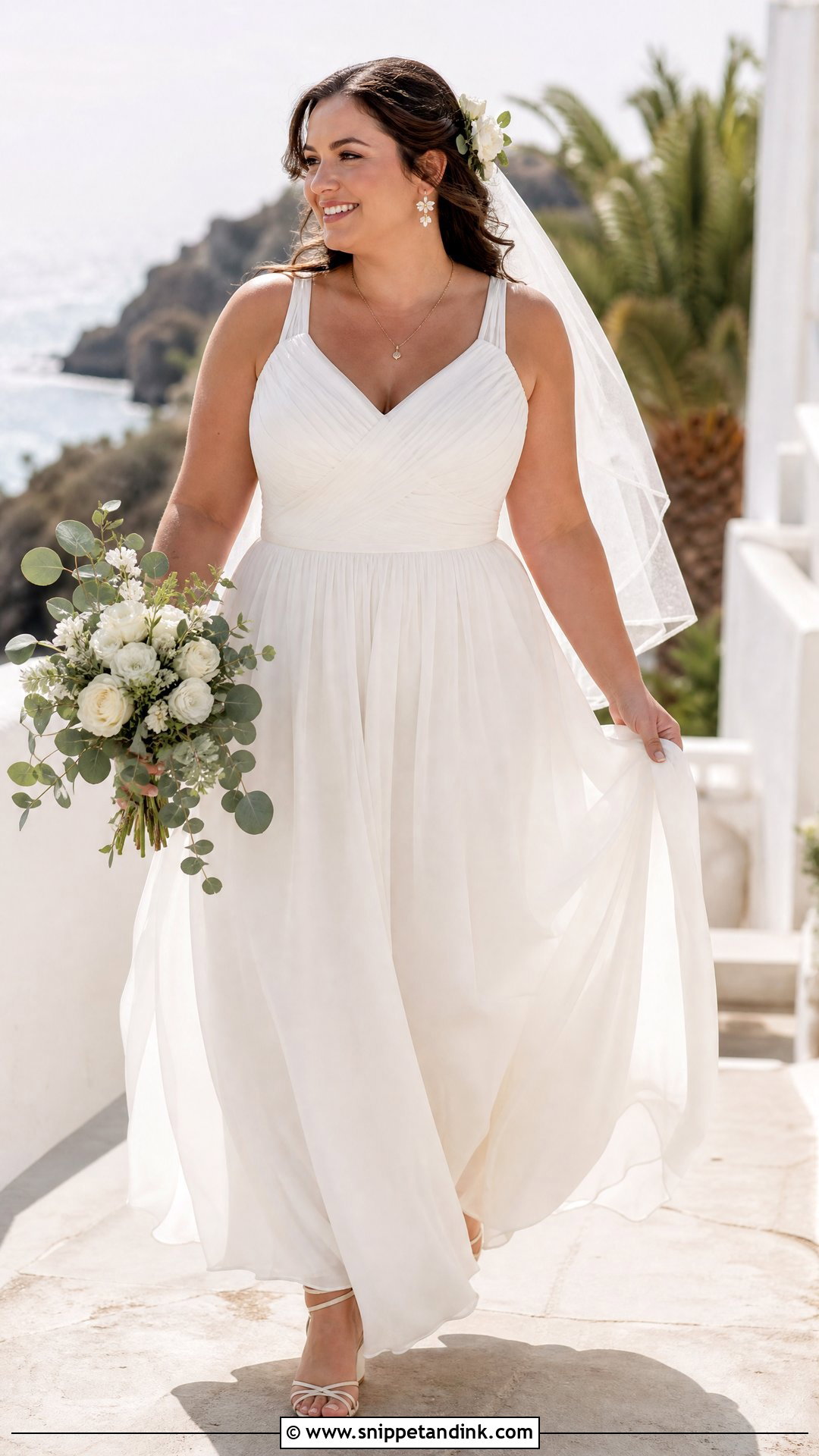 V Neck Chiffon Wedding Dress - Snippet and Ink - 25 Wedding Dress Curvy Bride Ideas